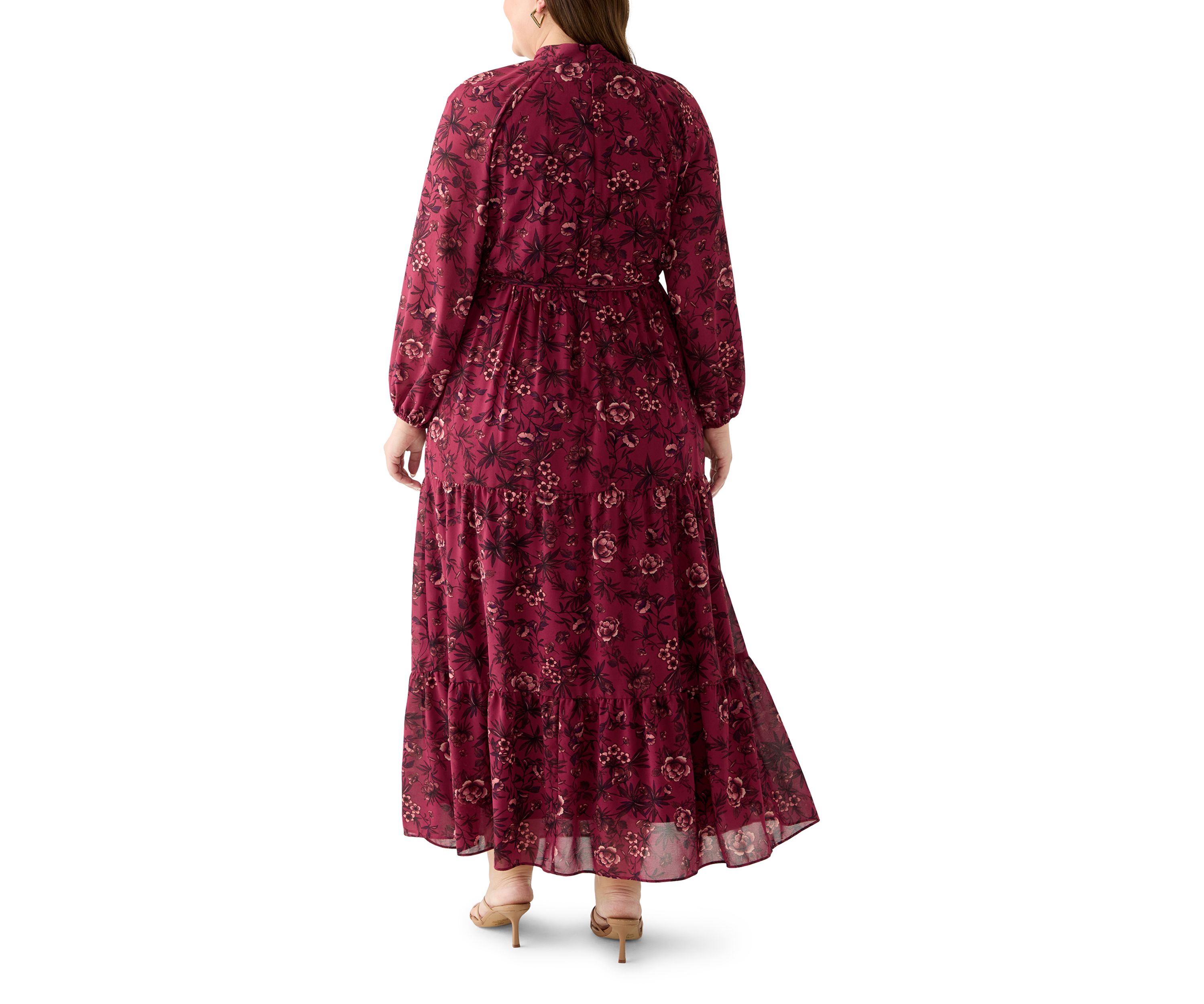 Plus Size Floral Print Chiffon Maxi Dress