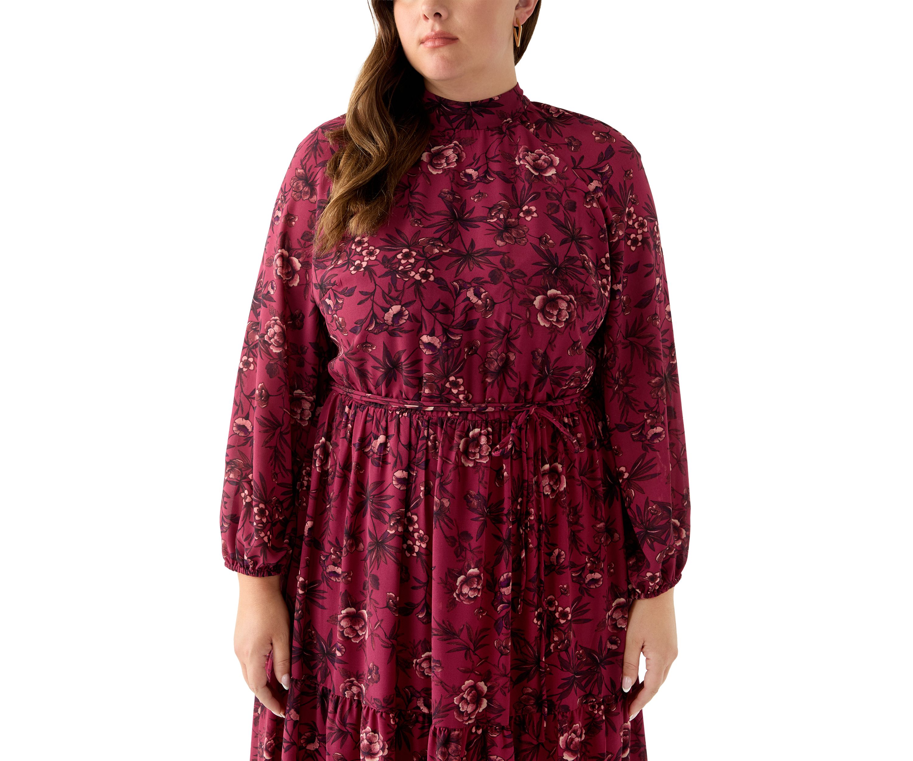 Plus Size Floral Print Chiffon Maxi Dress