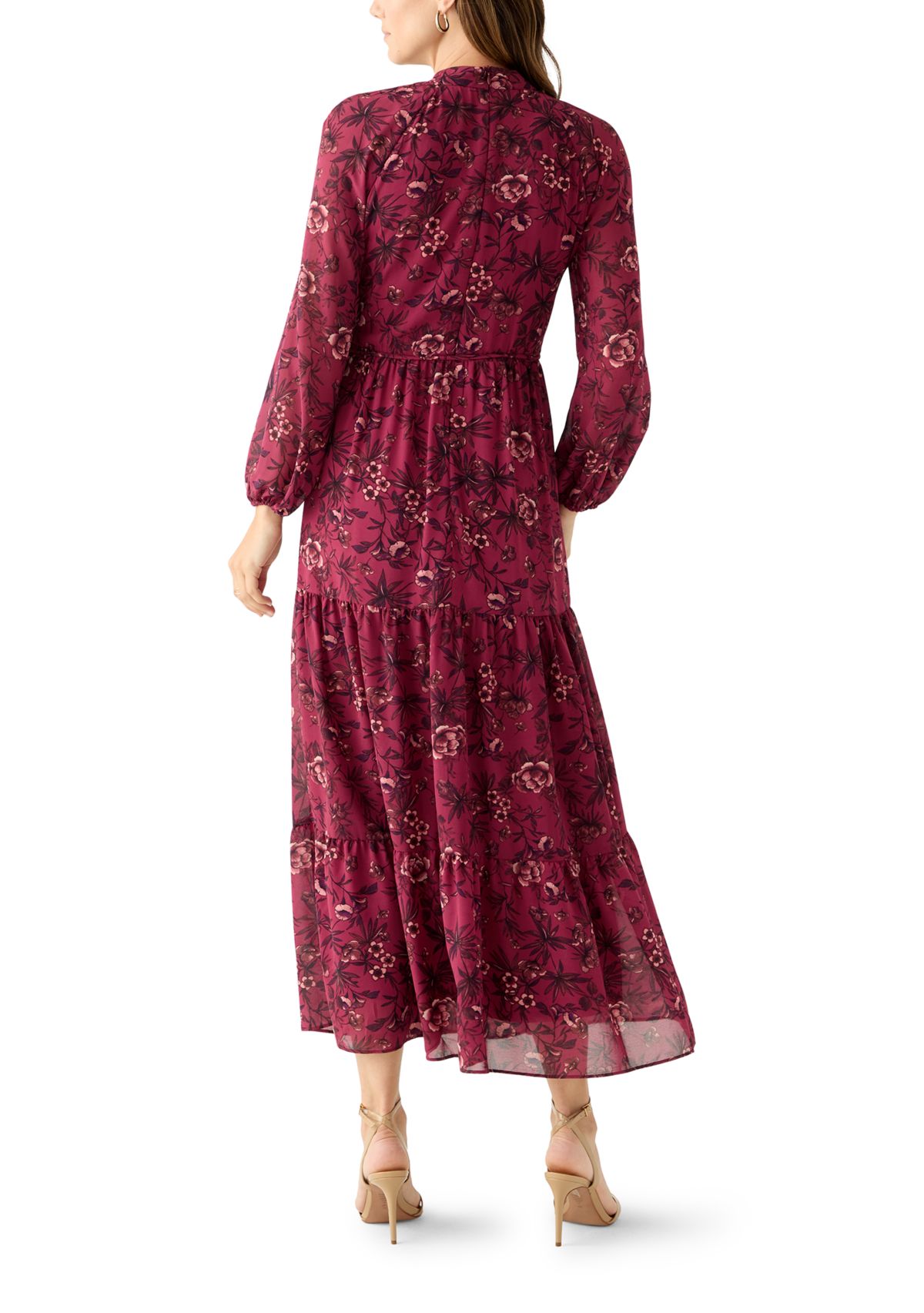 Womens Floral Print Chiffon Maxi Dress 