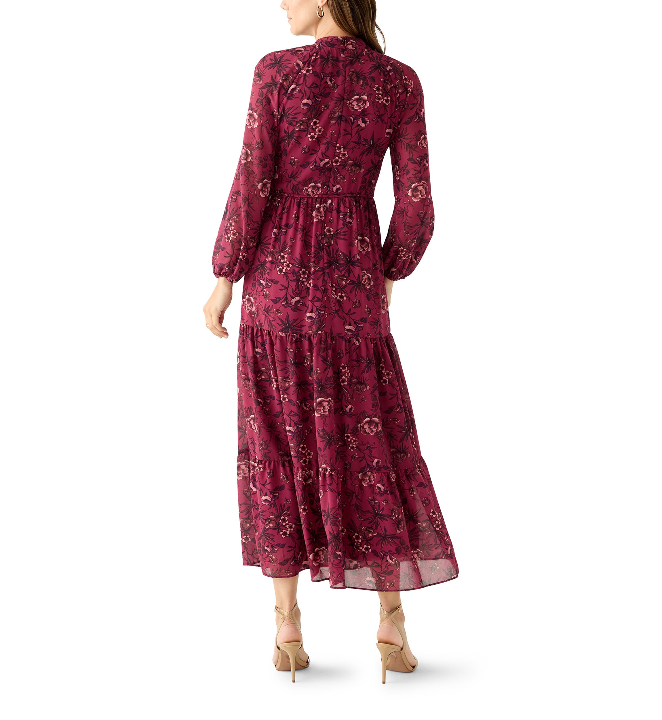 Womens Floral Print Chiffon Maxi Dress 