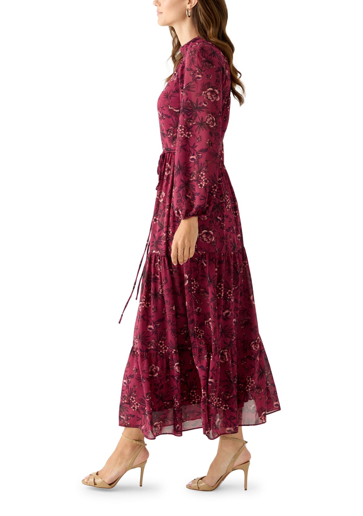 Womens Floral Print Chiffon Maxi Dress 