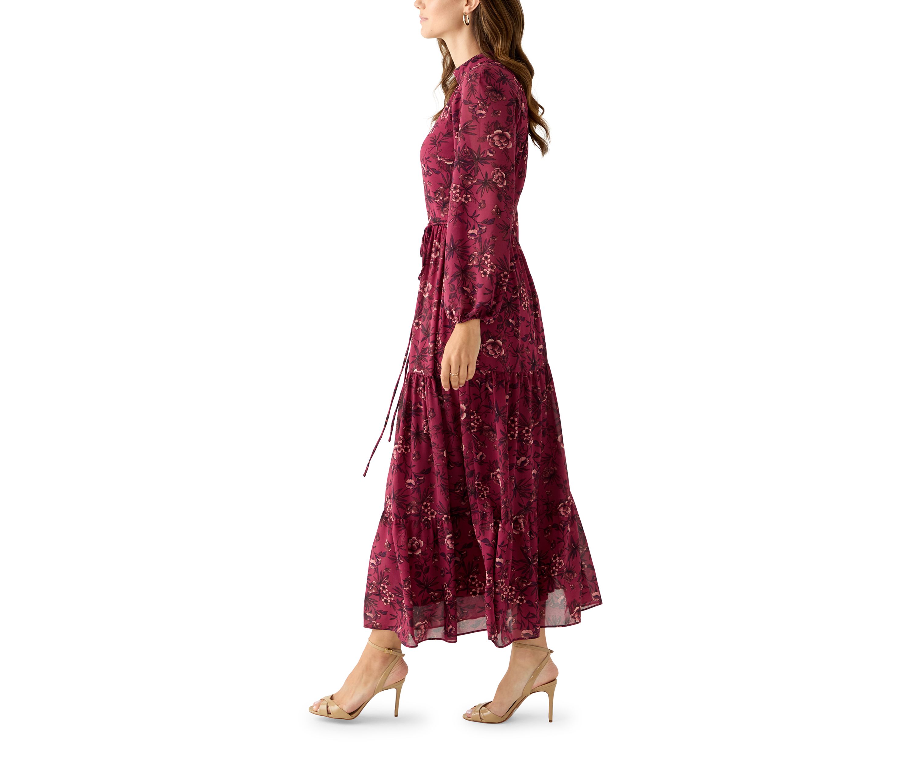 Womens Floral Print Chiffon Maxi Dress 