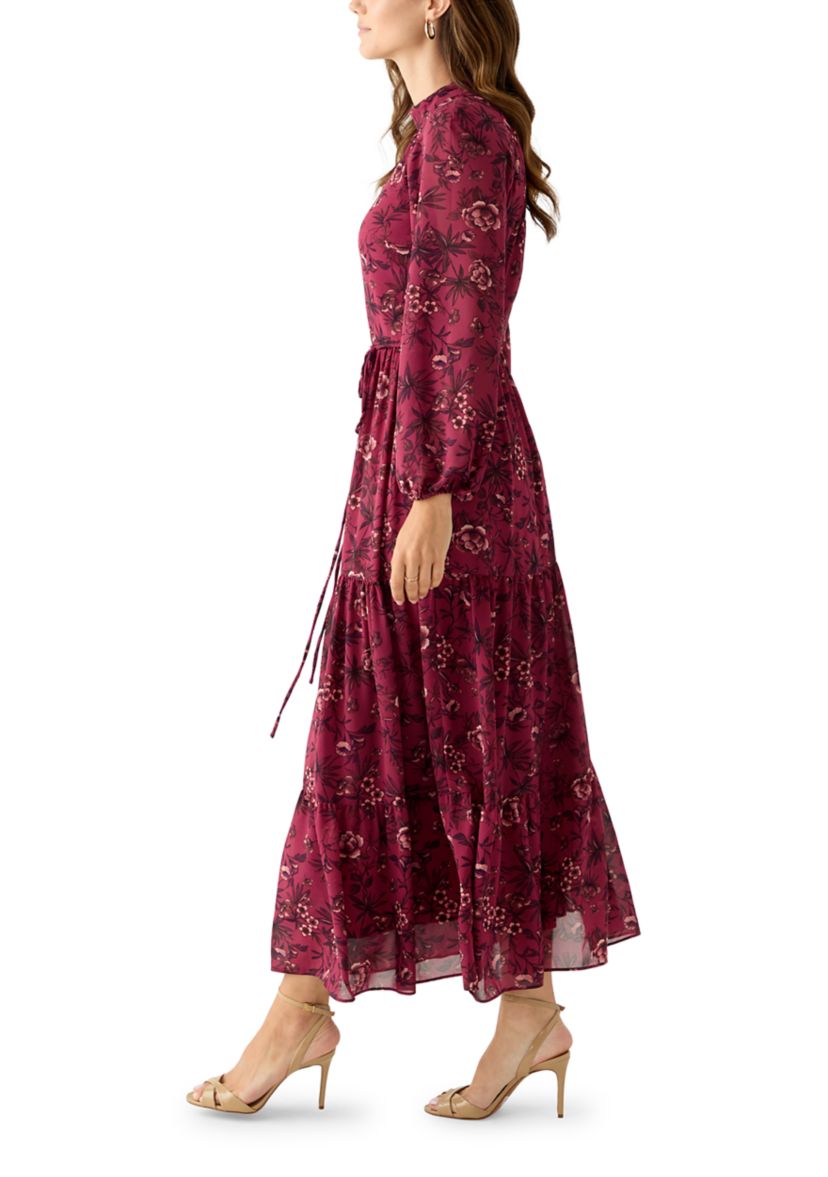 Womens Floral Print Chiffon Maxi Dress 