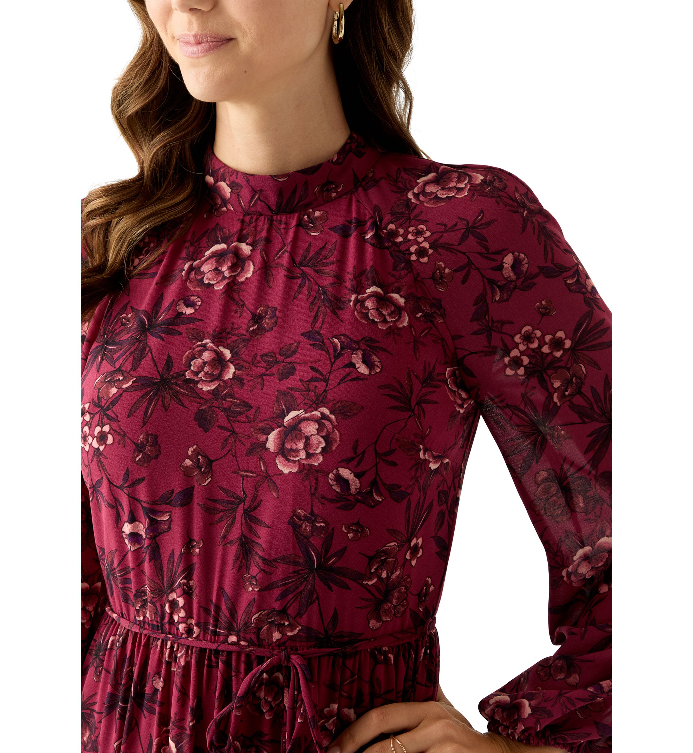 Womens Floral Print Chiffon Maxi Dress 