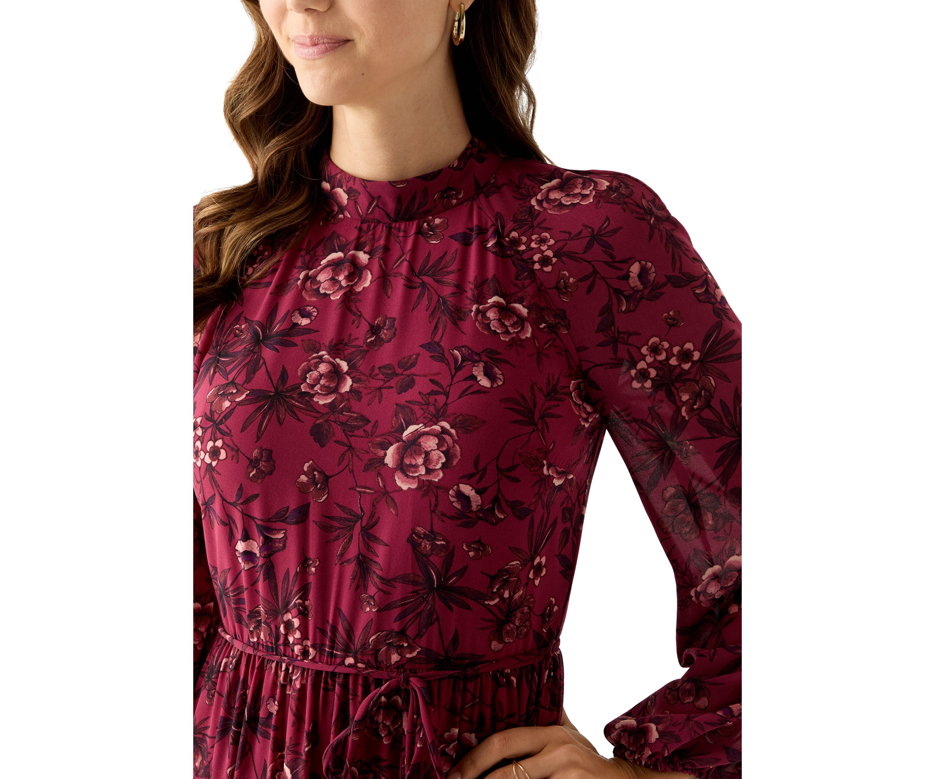 Womens Floral Print Chiffon Maxi Dress 
