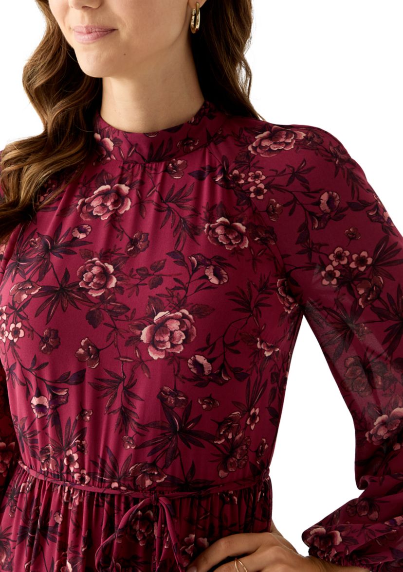 Womens Floral Print Chiffon Maxi Dress 