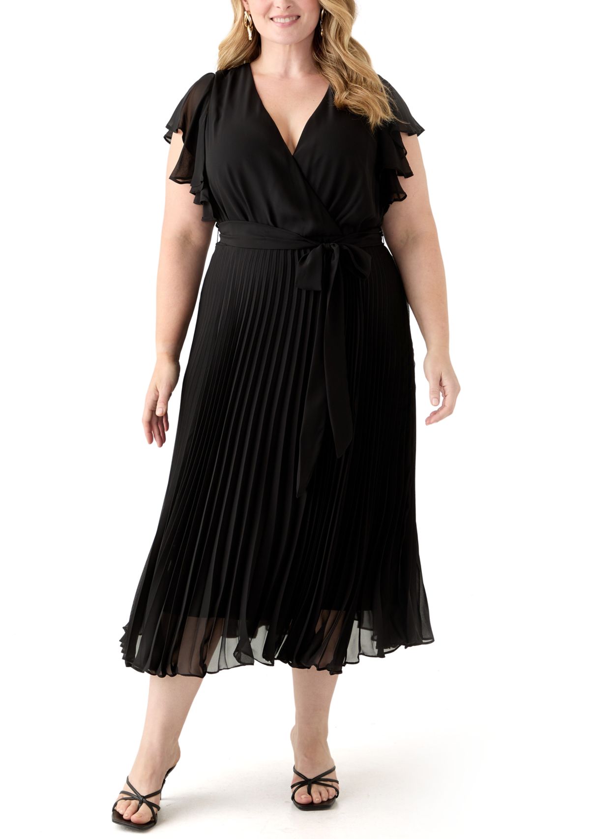 Plus Size Solid Chiffon A-Line Dress