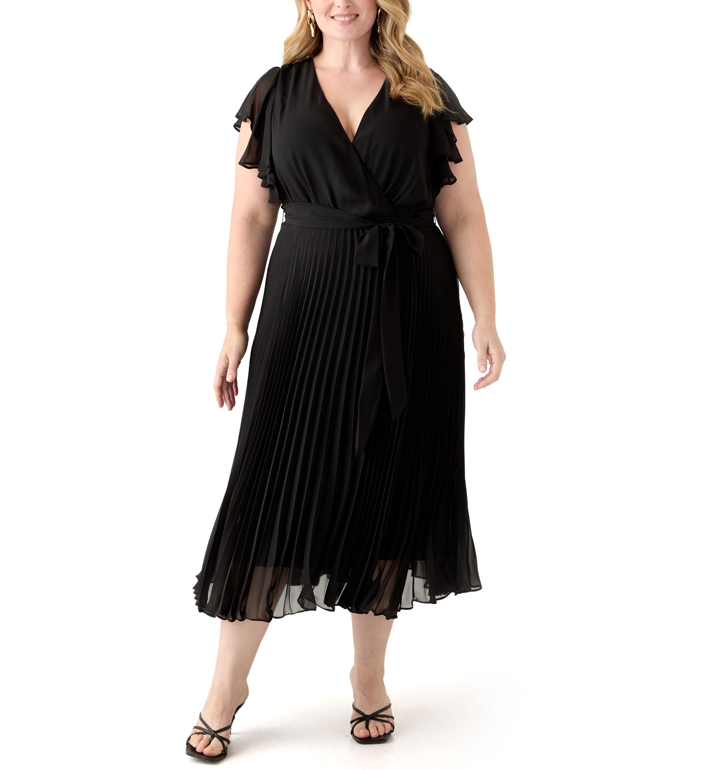 Plus Size Solid Chiffon A-Line Dress