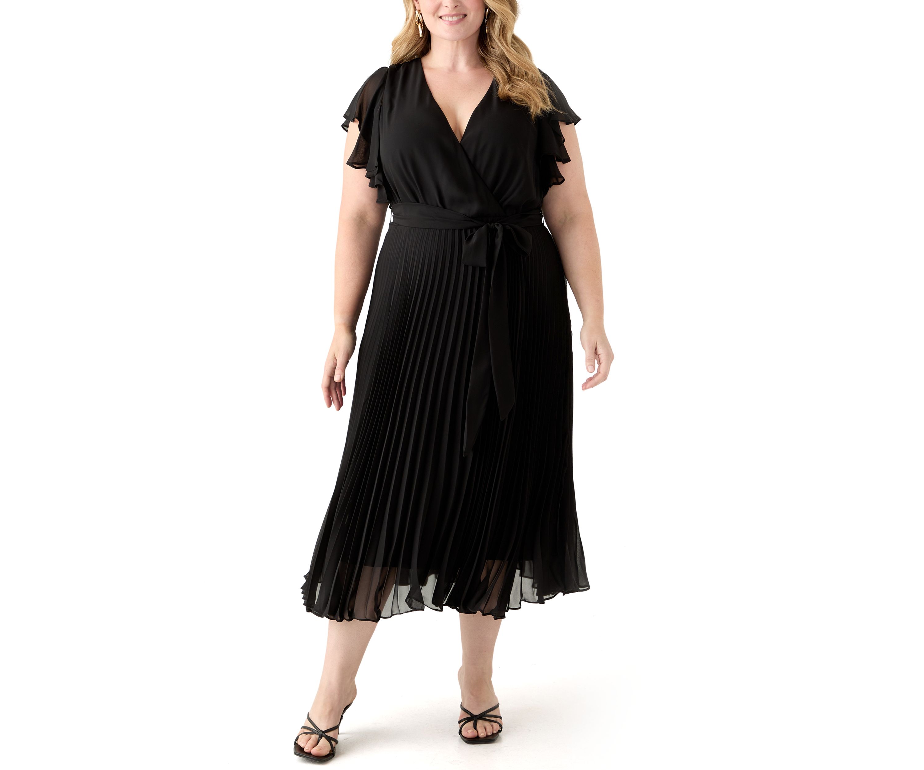 Plus Size Solid Chiffon A-Line Dress