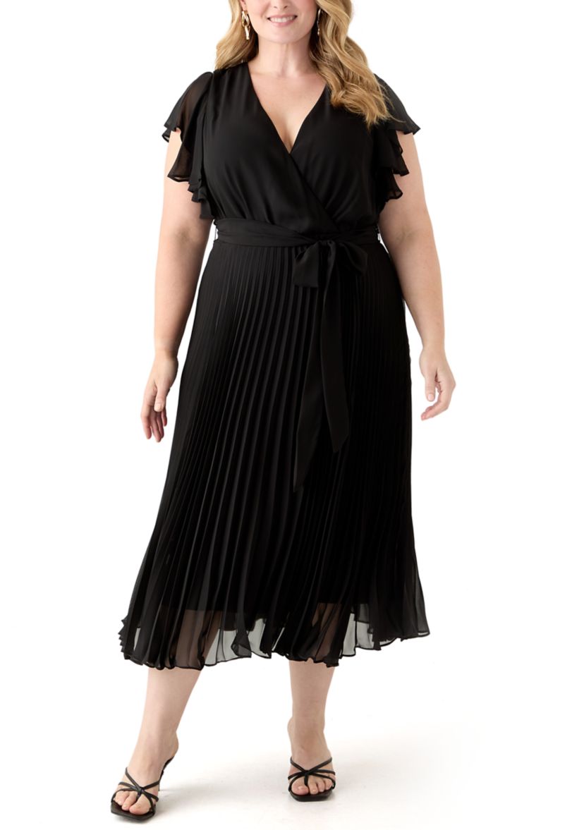 Plus Size Solid Chiffon A-Line Dress