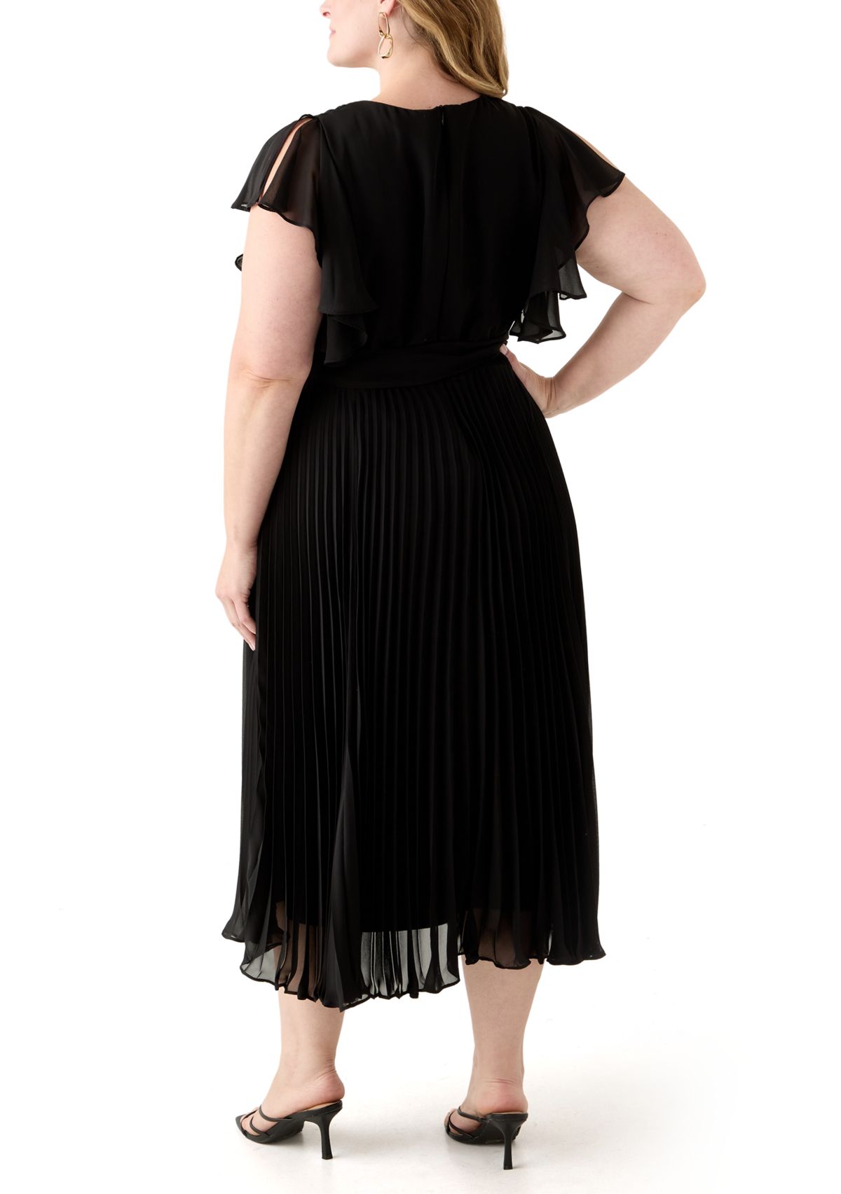 Plus Size Solid Chiffon A-Line Dress