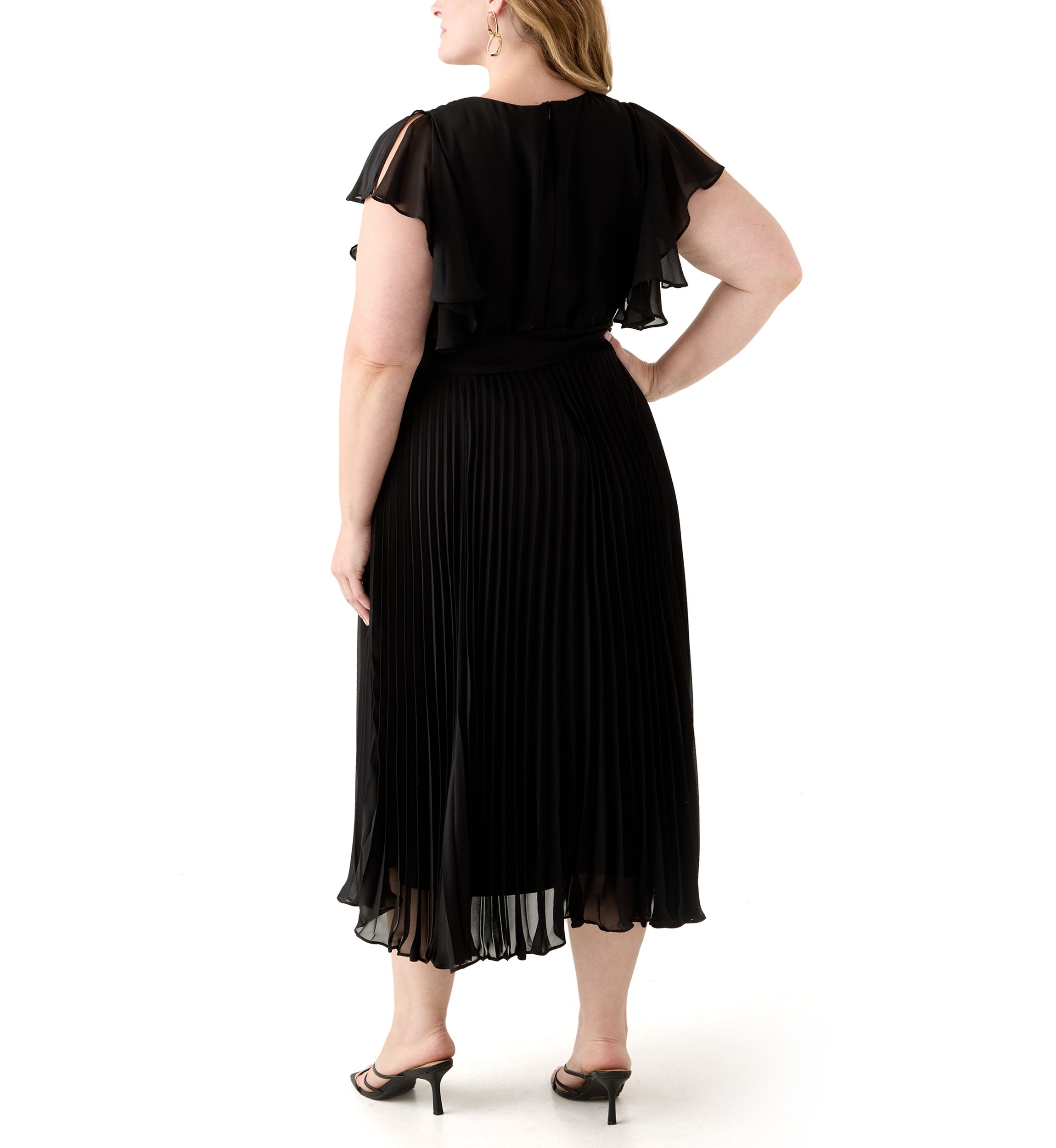 Plus Size Solid Chiffon A-Line Dress