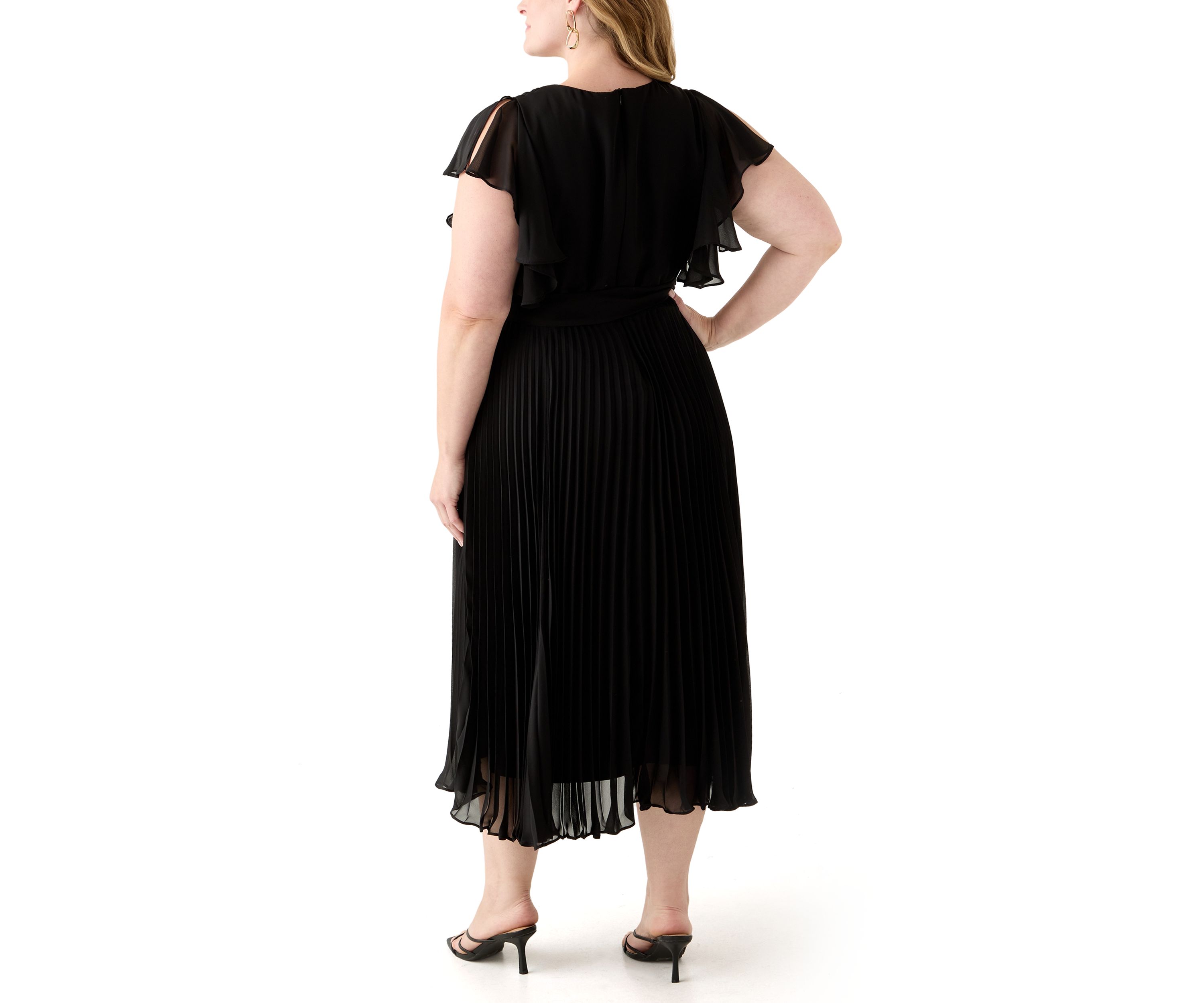Plus Size Solid Chiffon A-Line Dress