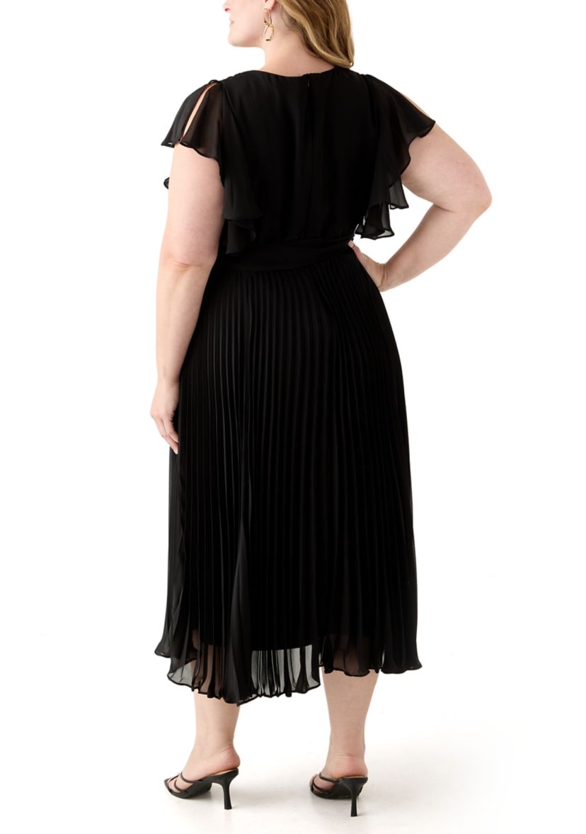 Plus Size Solid Chiffon A-Line Dress