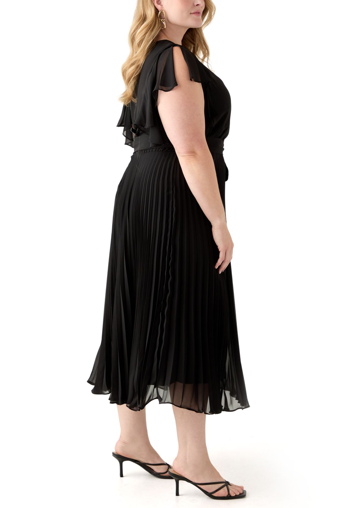 Plus Size Solid Chiffon A-Line Dress