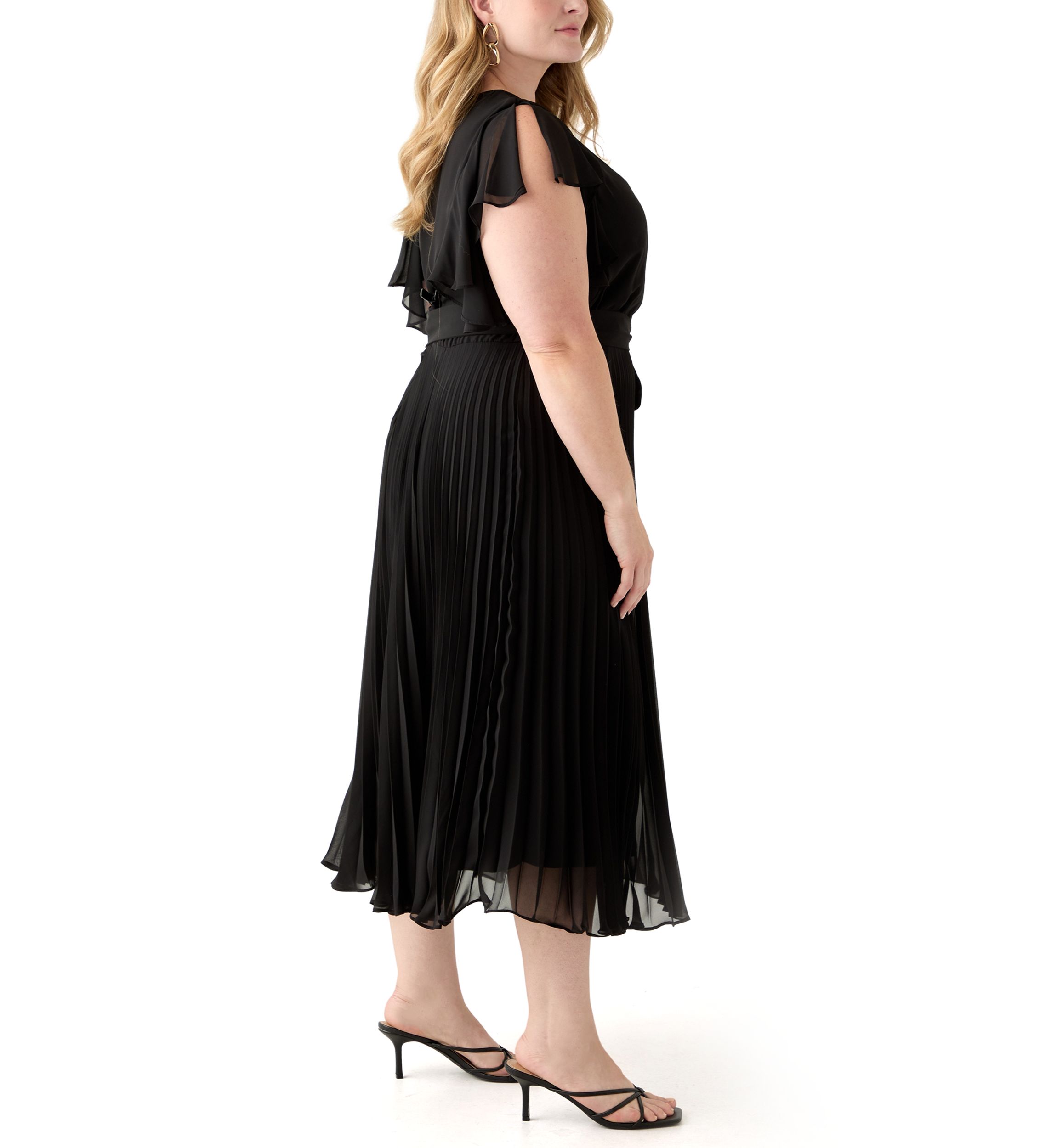 Plus Size Solid Chiffon A-Line Dress