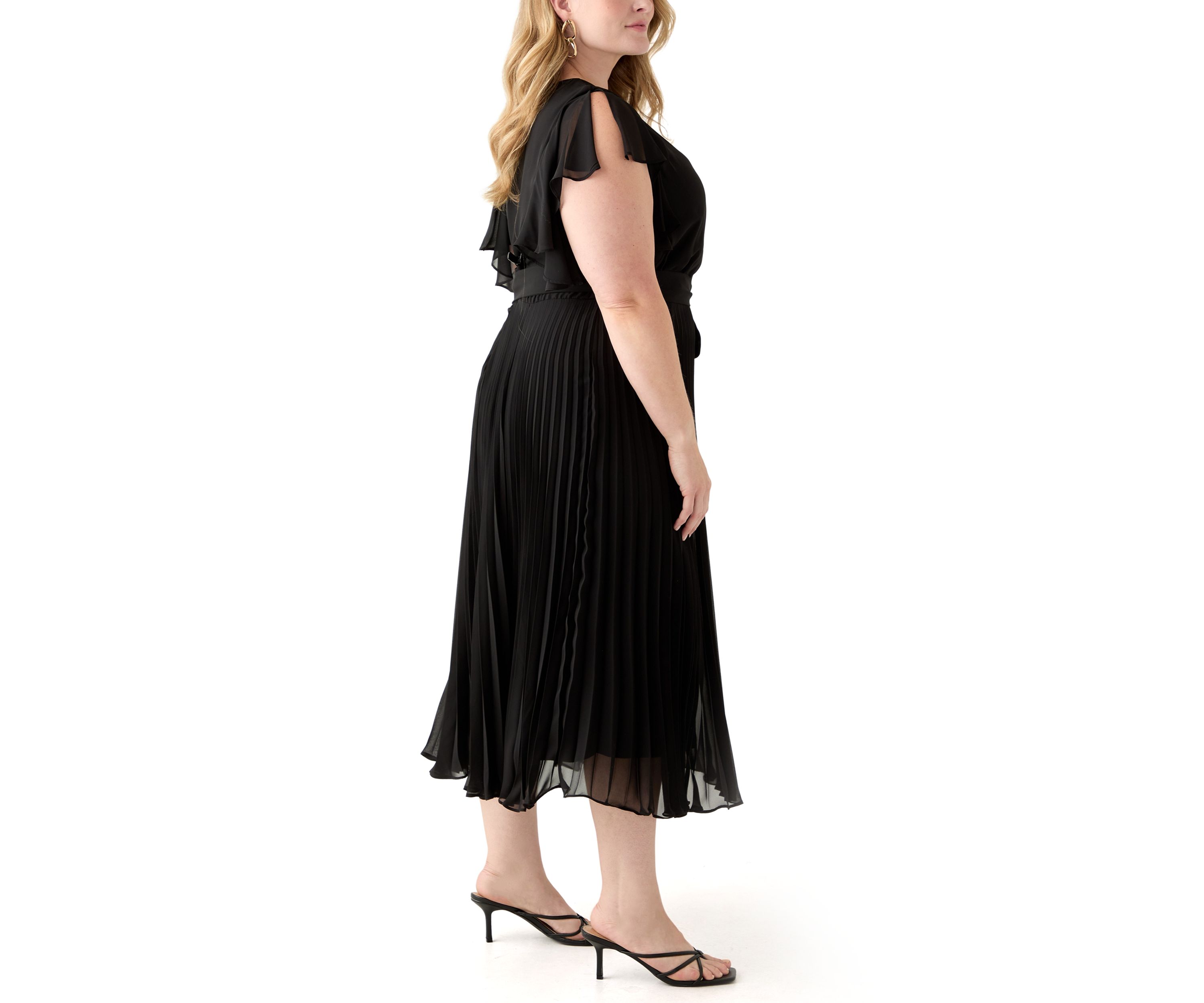 Plus Size Solid Chiffon A-Line Dress