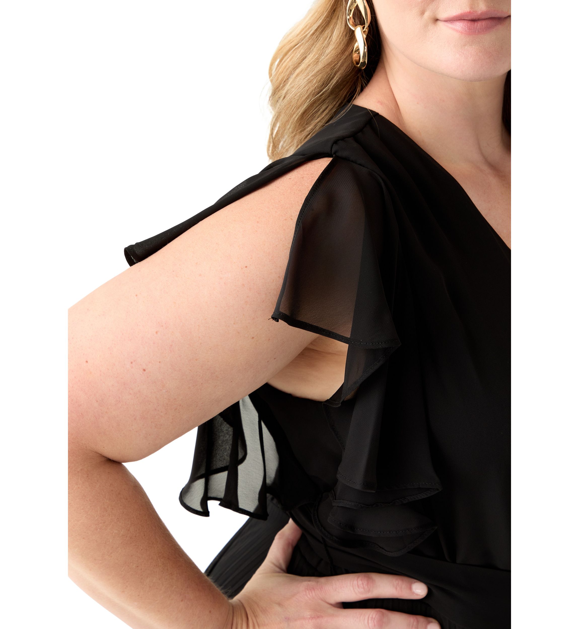 Plus Size Solid Chiffon A-Line Dress