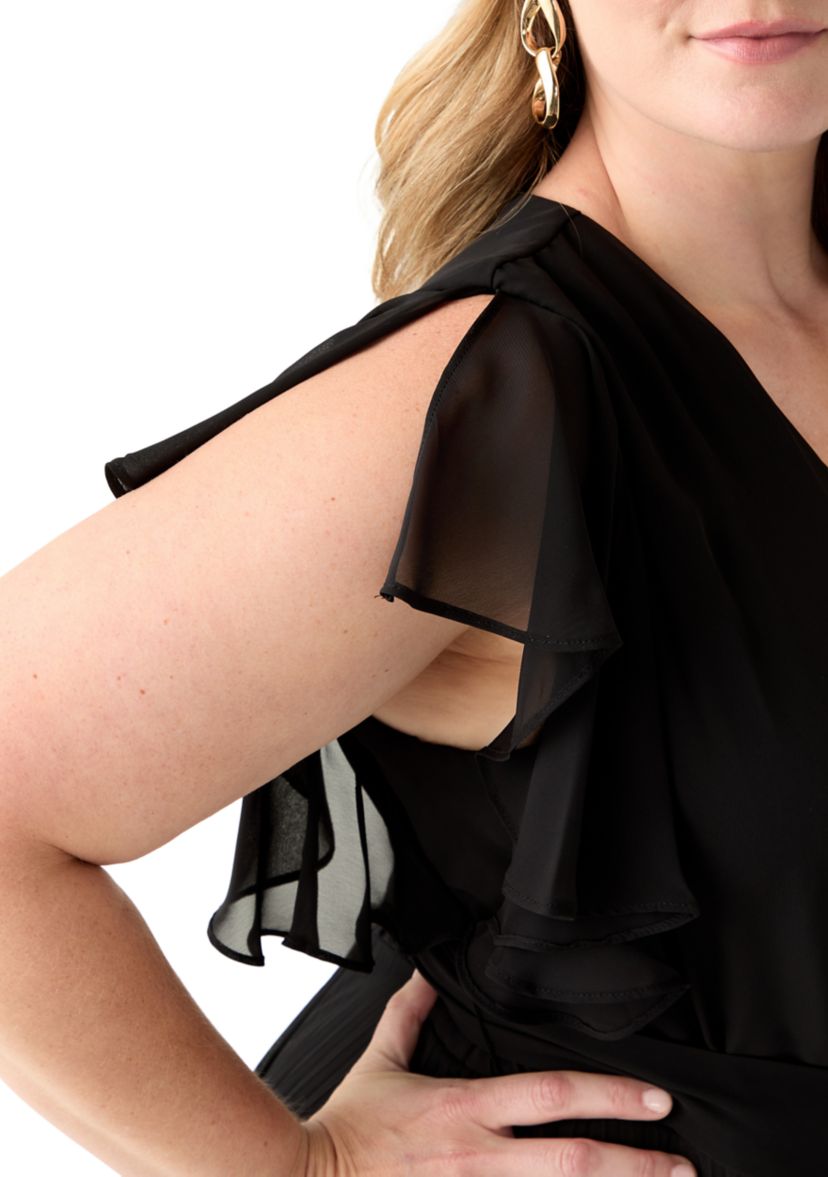 Plus Size Solid Chiffon A-Line Dress