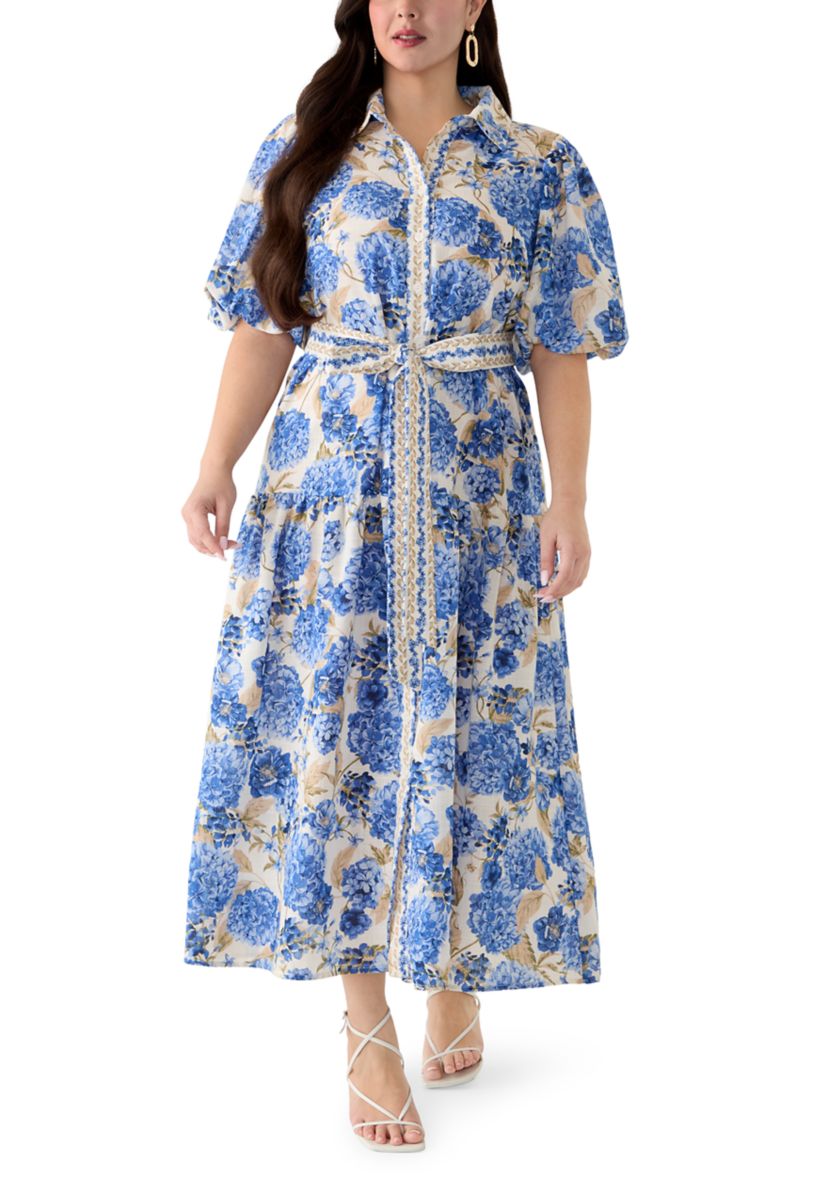 Maison Tara Plus Size Linen Shirt Dress | Belk