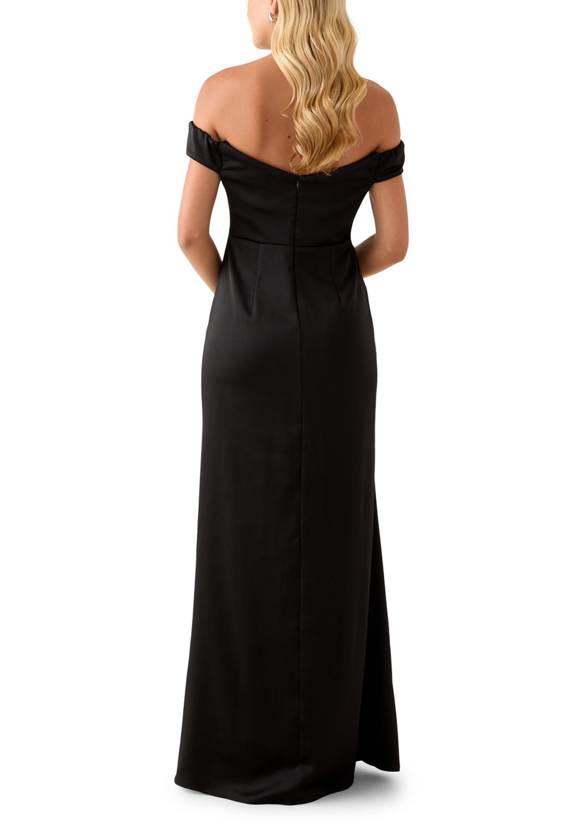 Womens Off-the-Shoulder Satin Gown