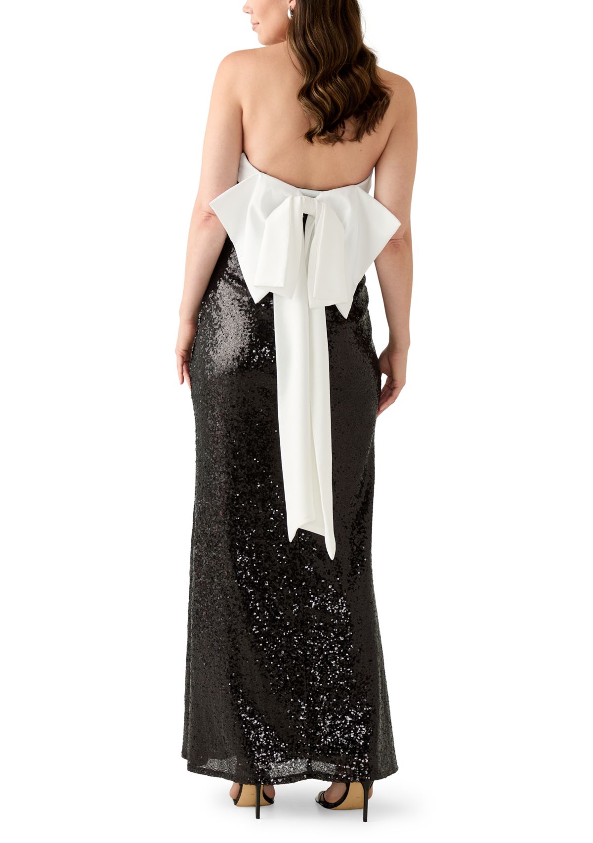 Womens Strapless Sequin Gown