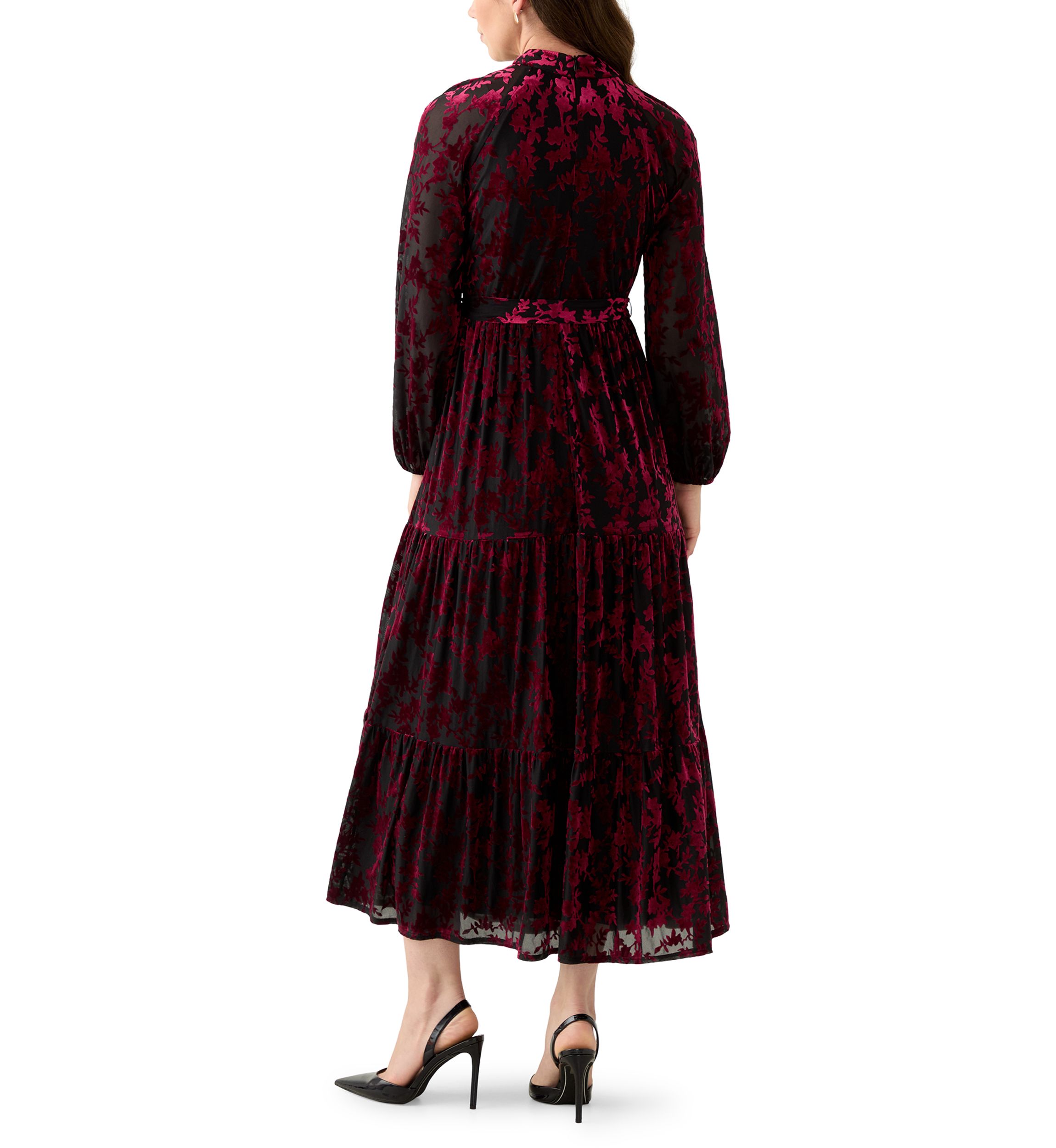 Womens Burnout Long Sleeve Fit and Flare Dress
