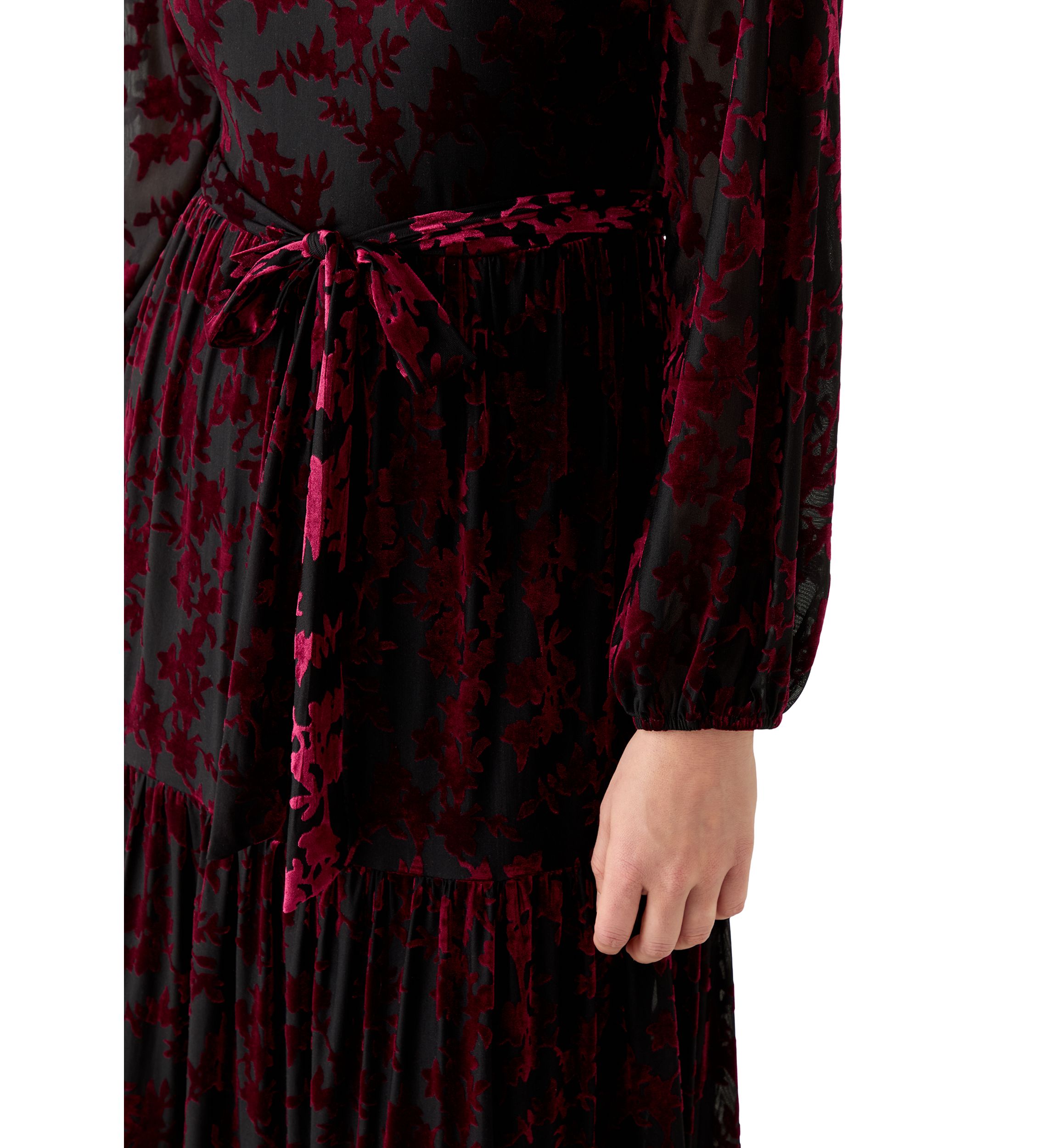 Womens Burnout Long Sleeve Fit and Flare Dress