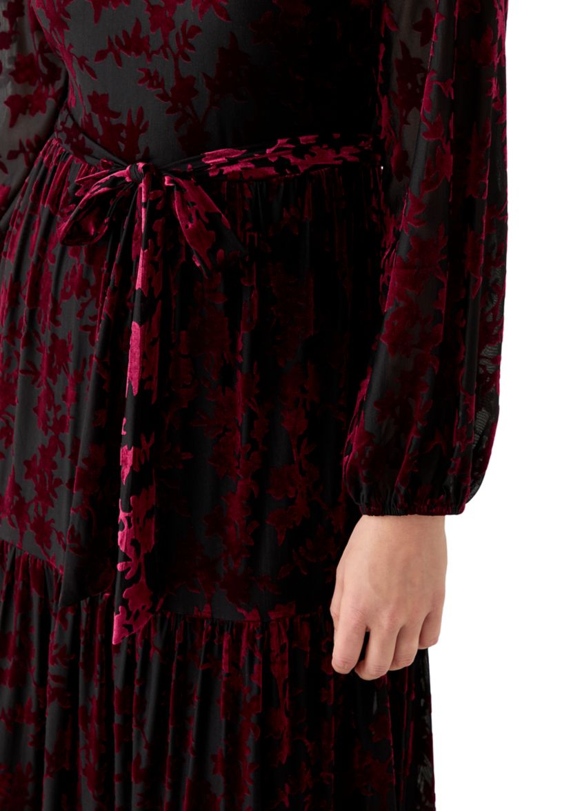 Womens Burnout Long Sleeve Fit and Flare Dress