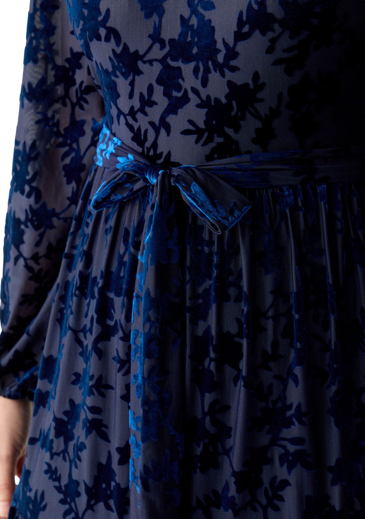 Womens Burnout Long Sleeve Fit and Flare Dress