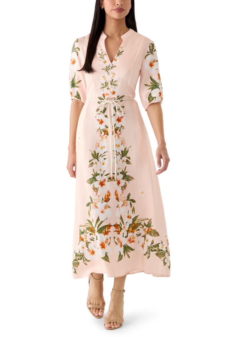 Maison Tara Women's Floral Placement Print Midi Dress | Belk