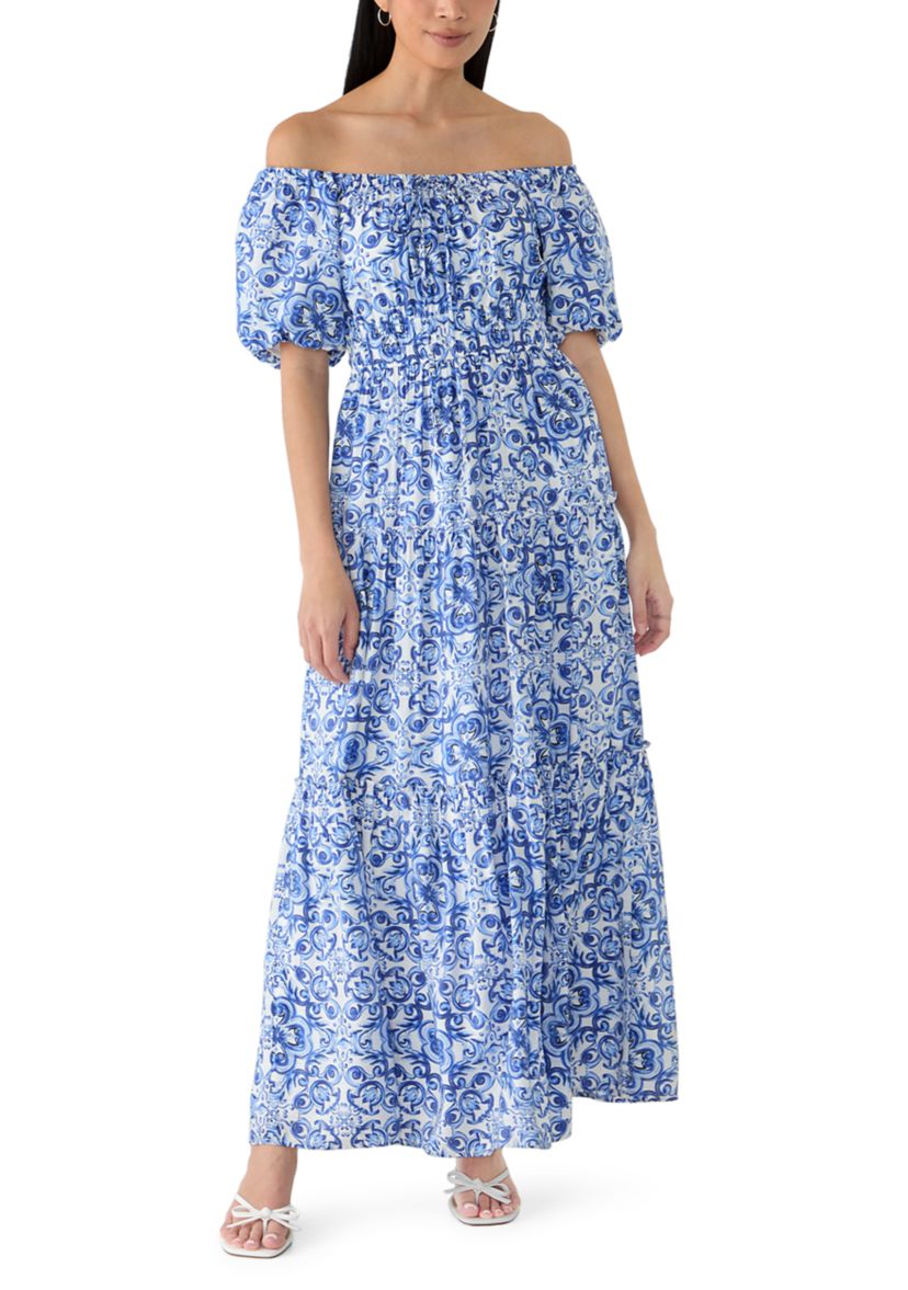 Maison Tara Women's Off The Shoulder Printed Maxi Dress | Belk