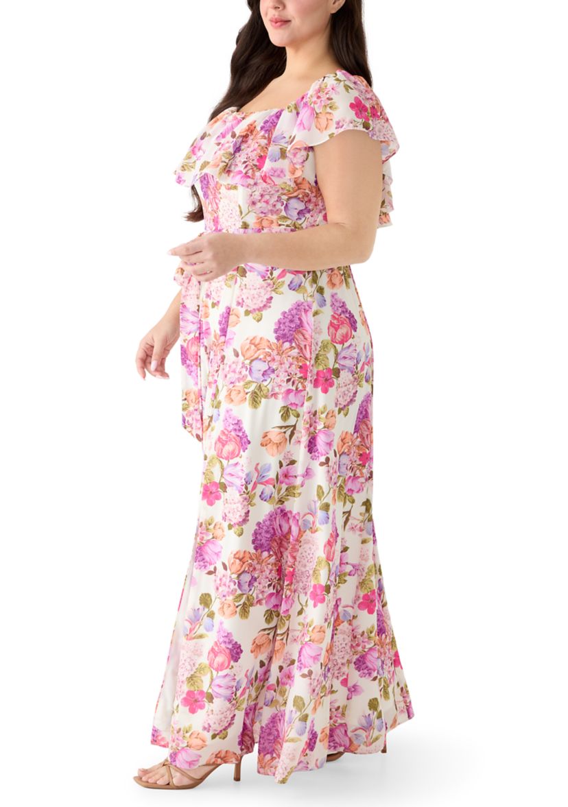 raspberry maxi dress Smocked Floral Maxi Dress