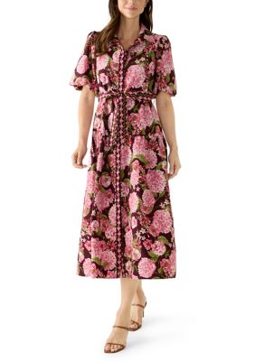 Maison Tara Women's Short Sleeve Printed Crepe Dress, 16