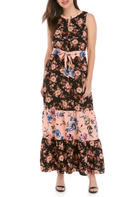 Spense Sleeveless Mixed Print Maxi Dress | belk