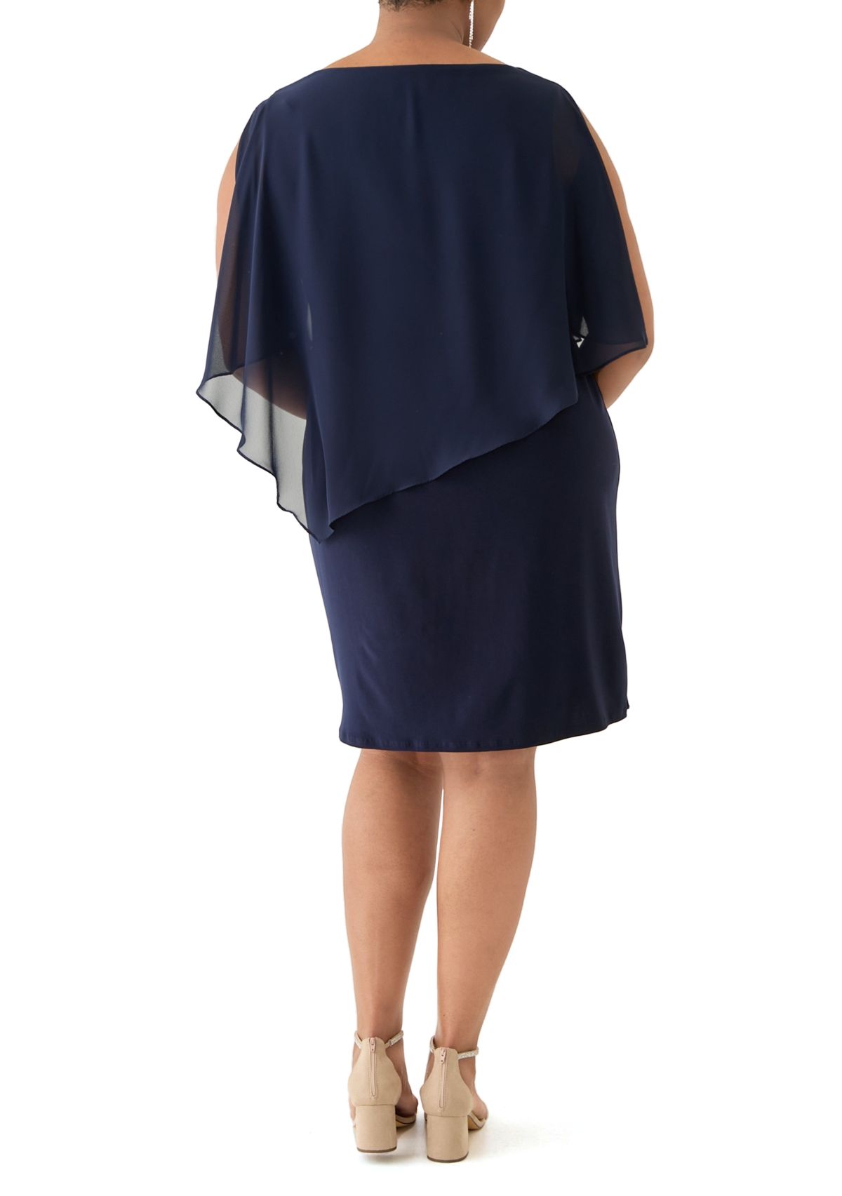 Plus Size Scoop Neck Printed Chiffon Midi Dress