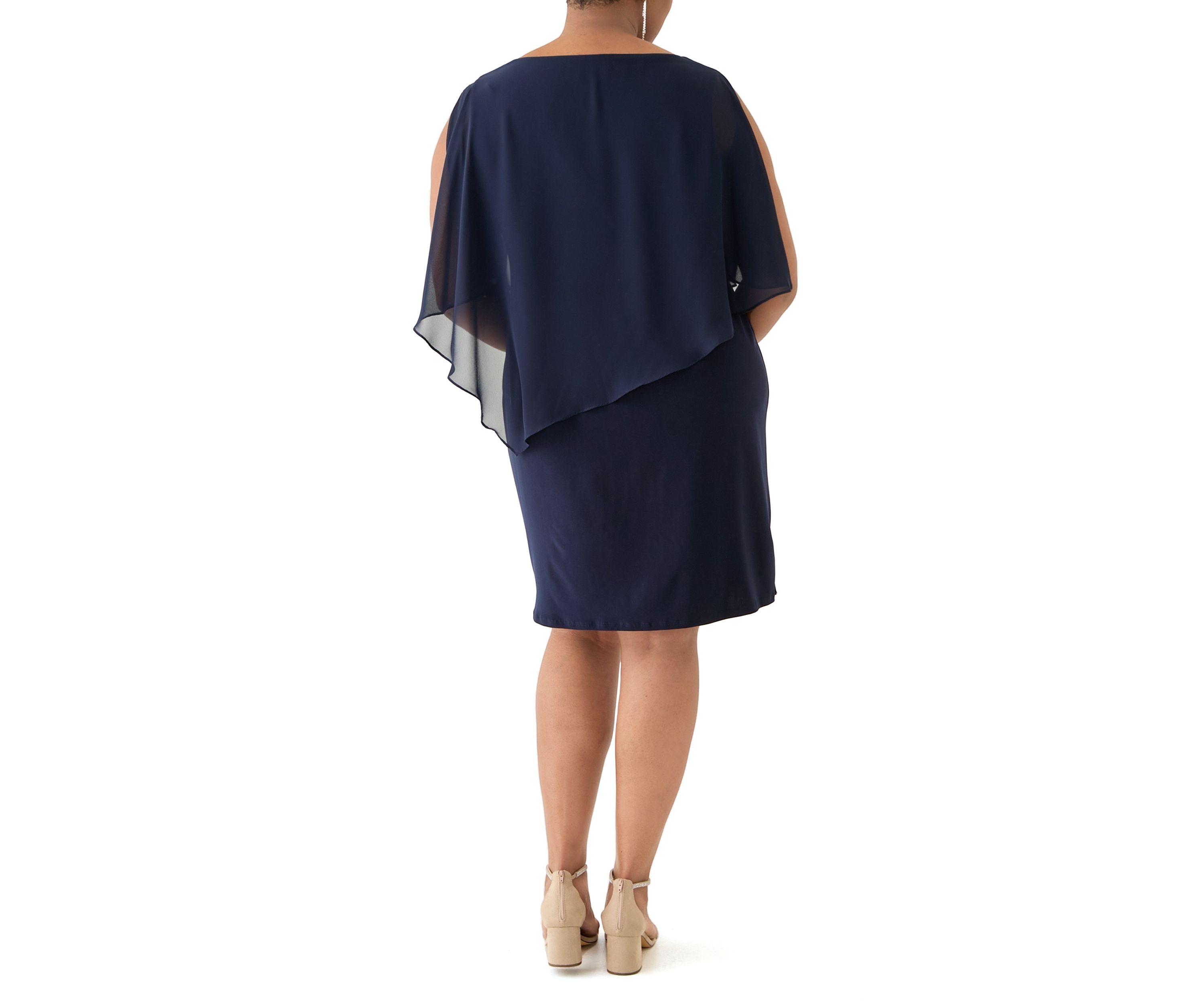 Plus Size Scoop Neck Printed Chiffon Midi Dress