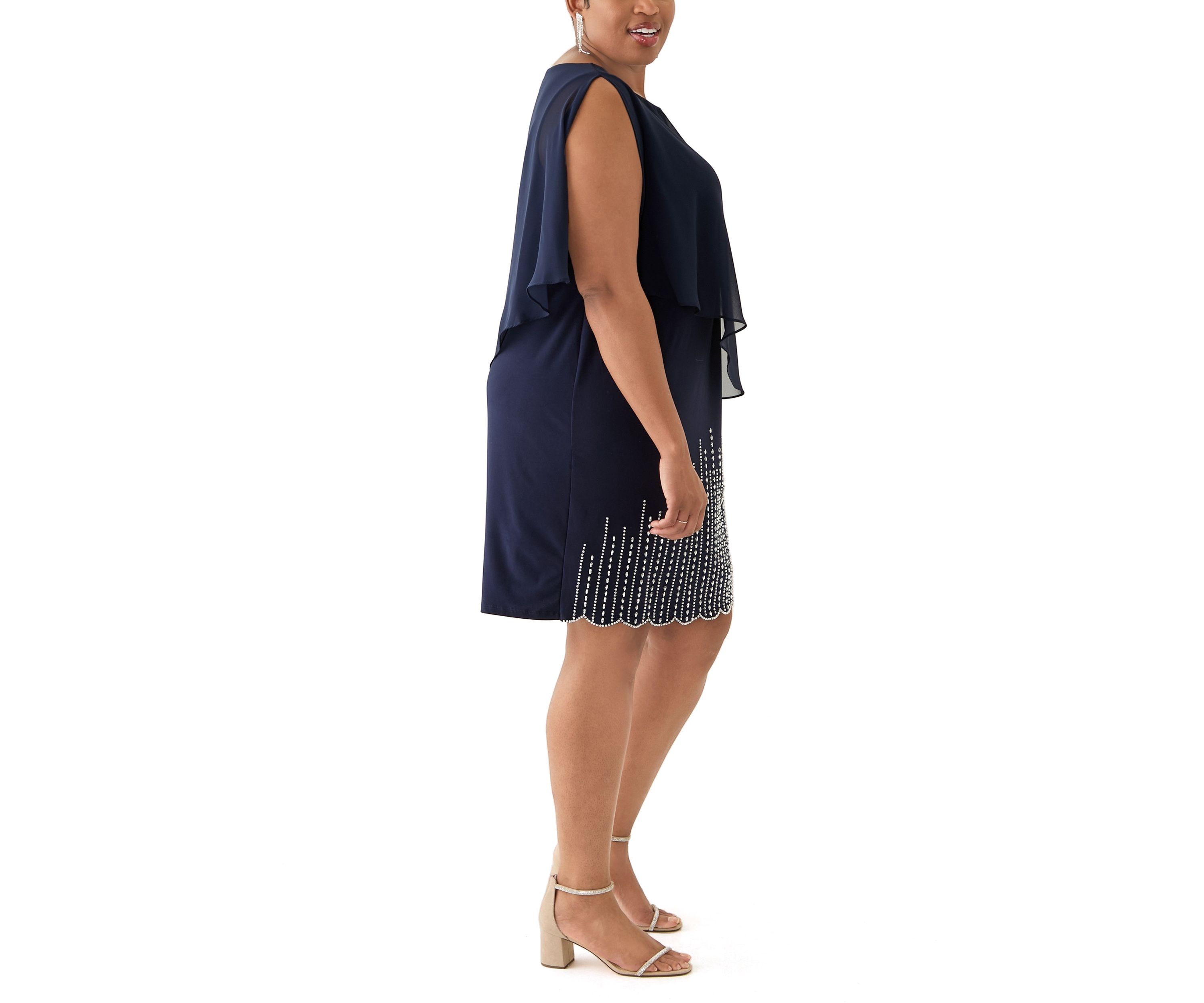 Plus Size Scoop Neck Printed Chiffon Midi Dress