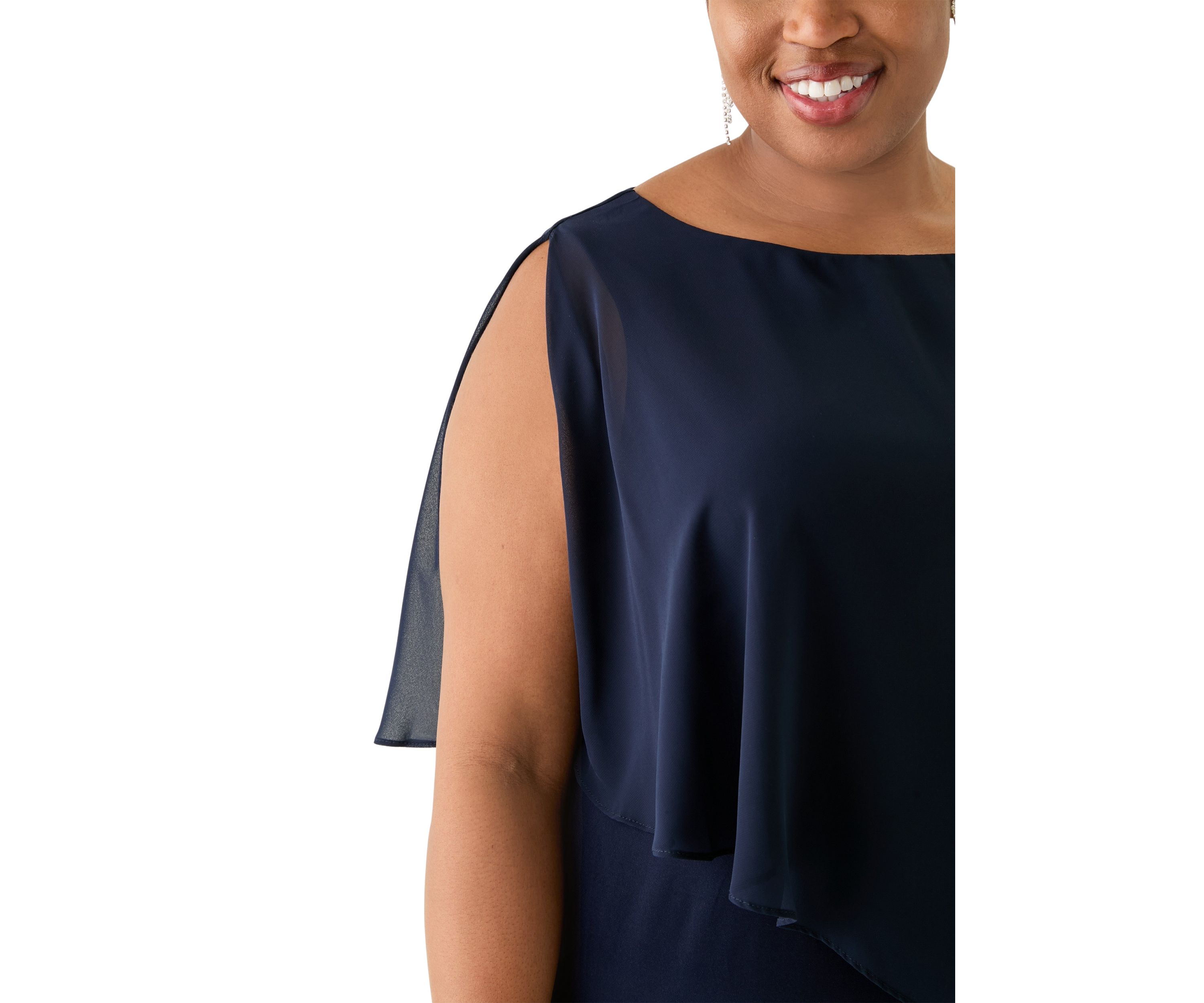 Plus Size Scoop Neck Printed Chiffon Midi Dress
