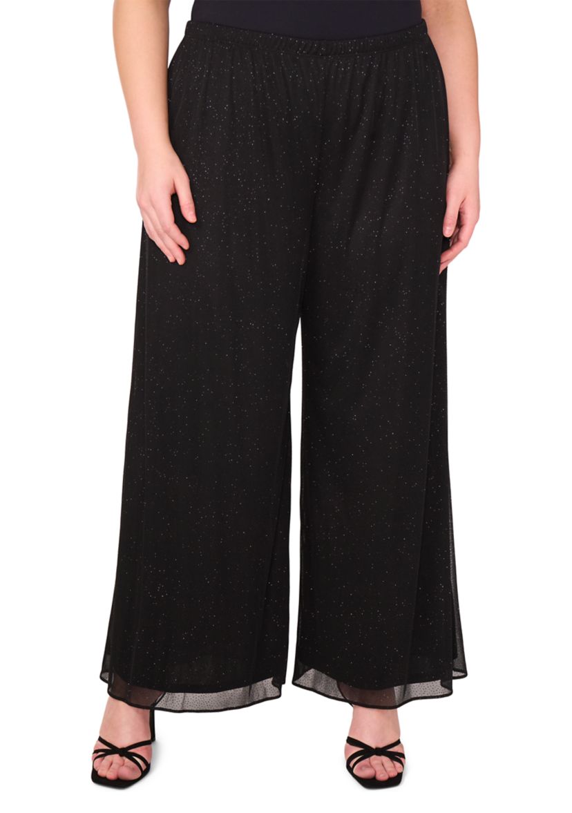 Plus Size Glitter Mesh Pants