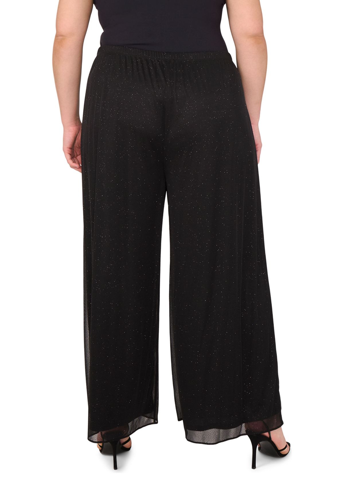 Plus Size Glitter Mesh Pants
