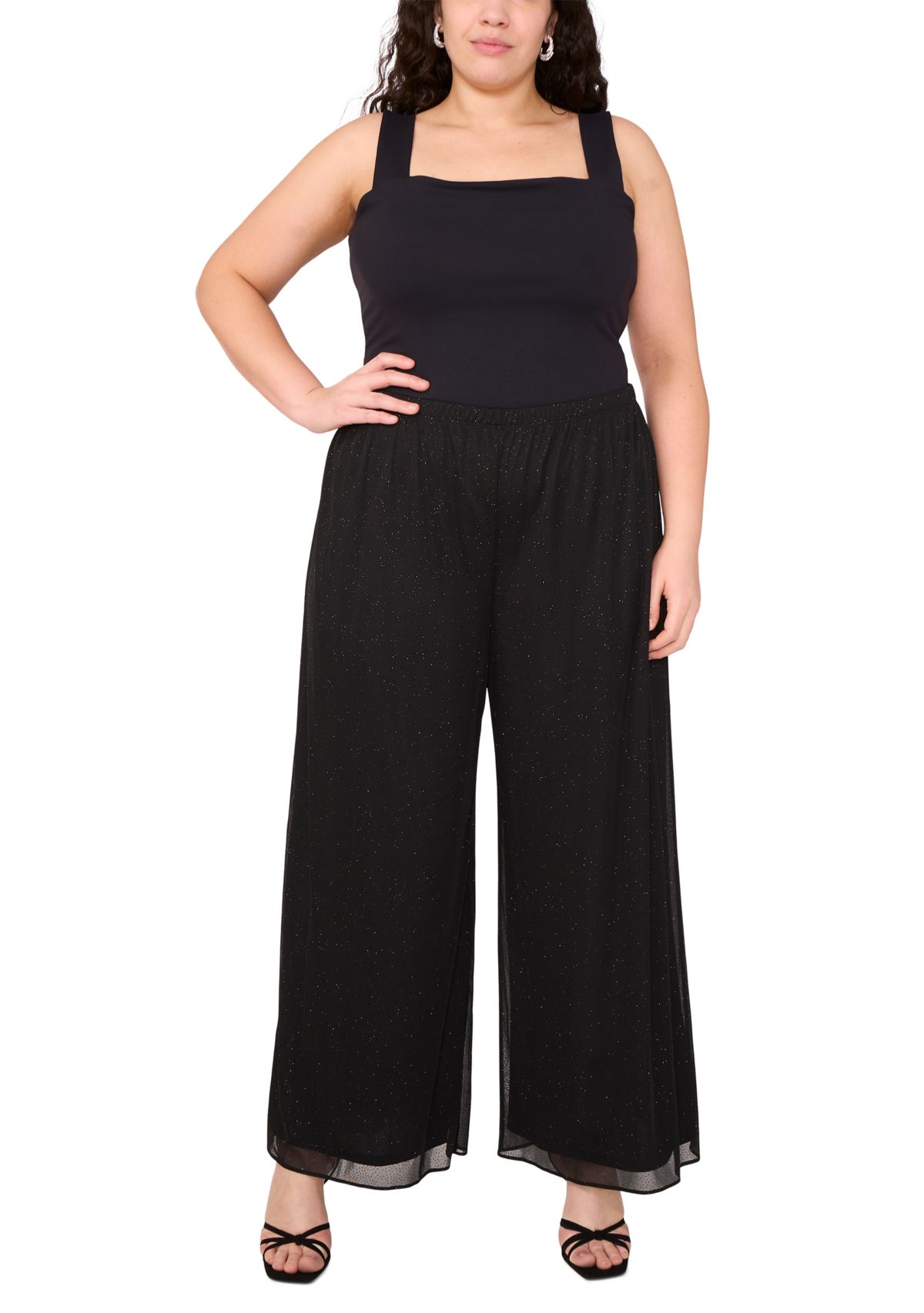 Plus Size Glitter Mesh Pants