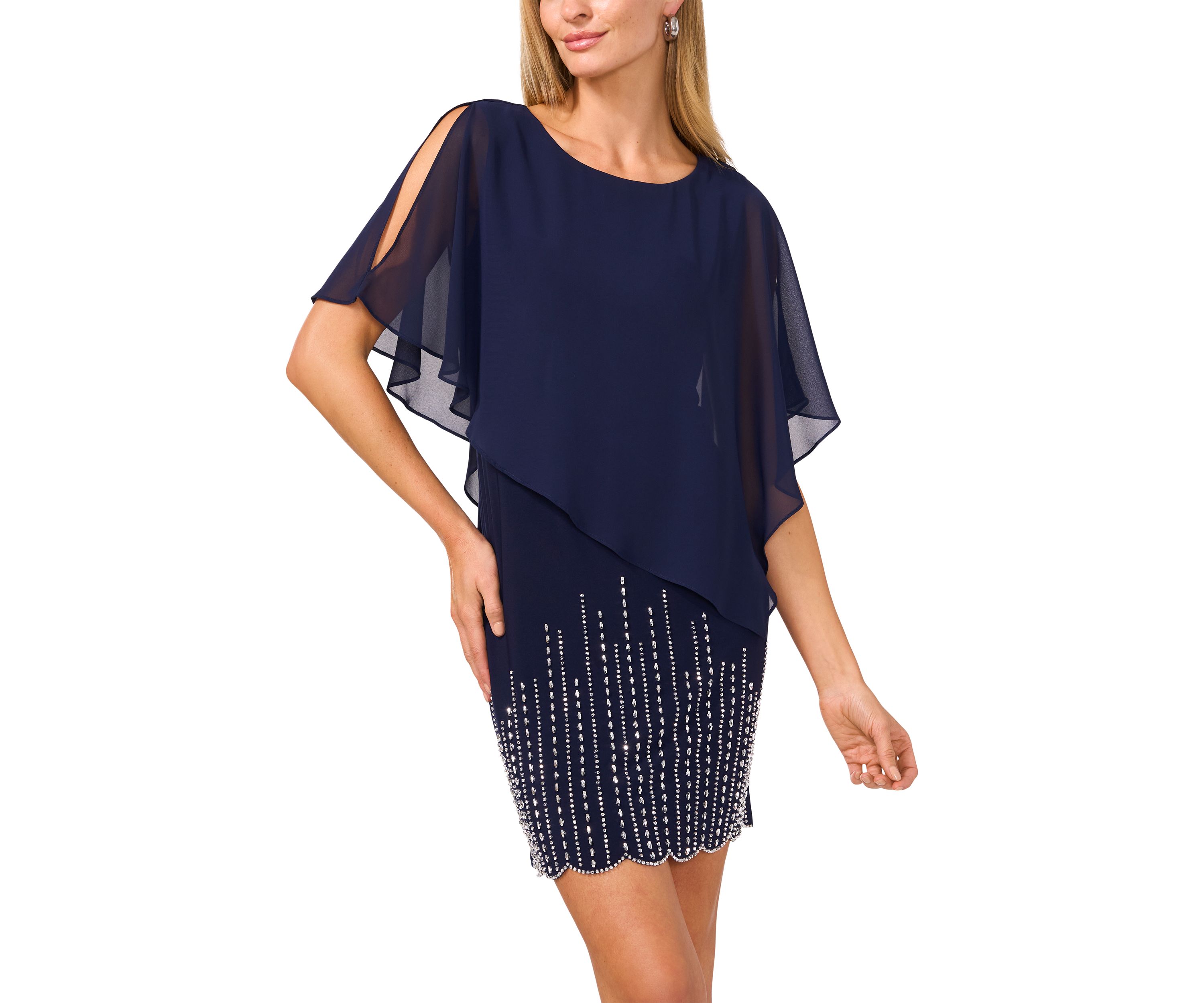 Womens Chiffon Capelet Dress