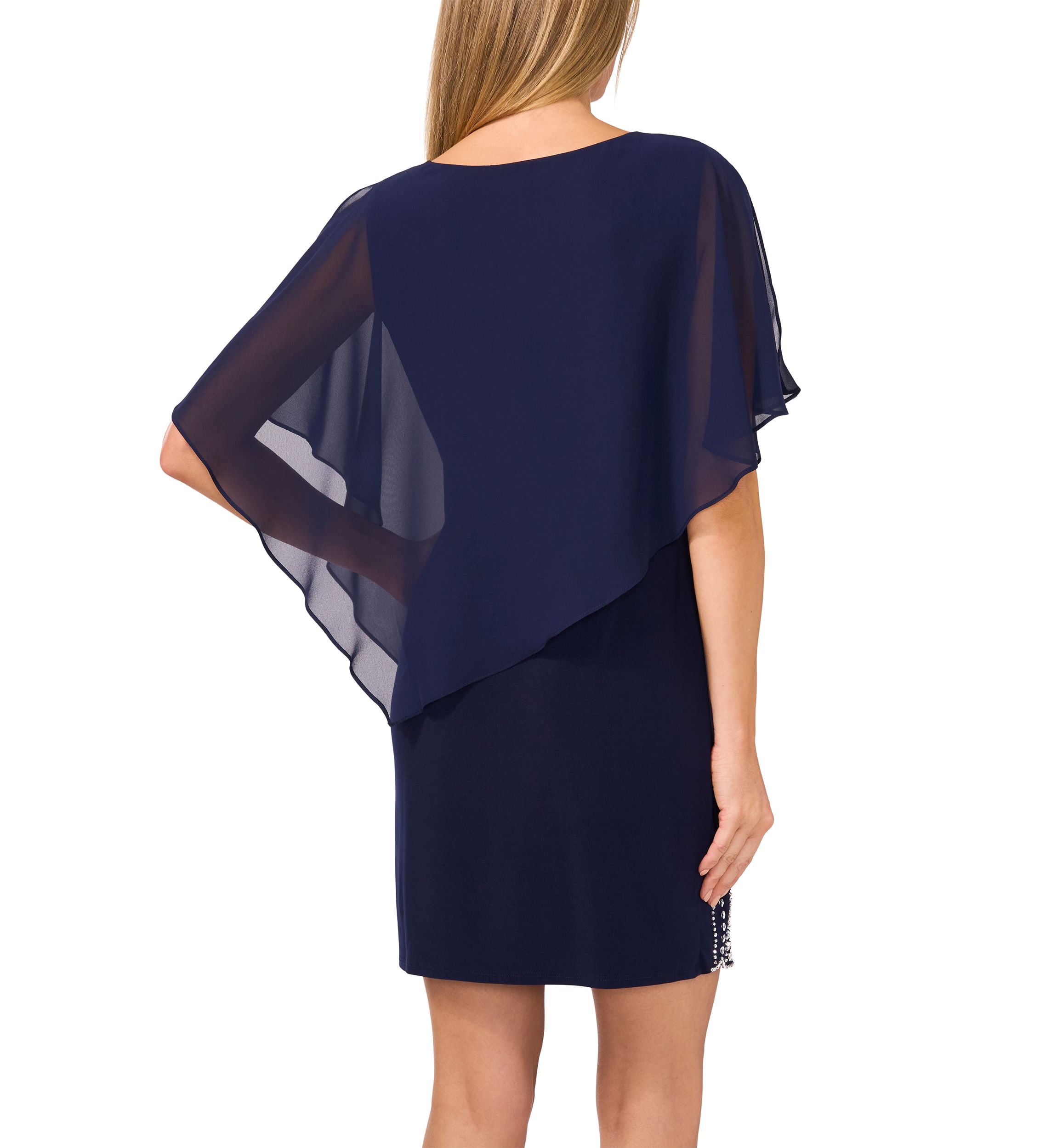 Womens Chiffon Capelet Dress