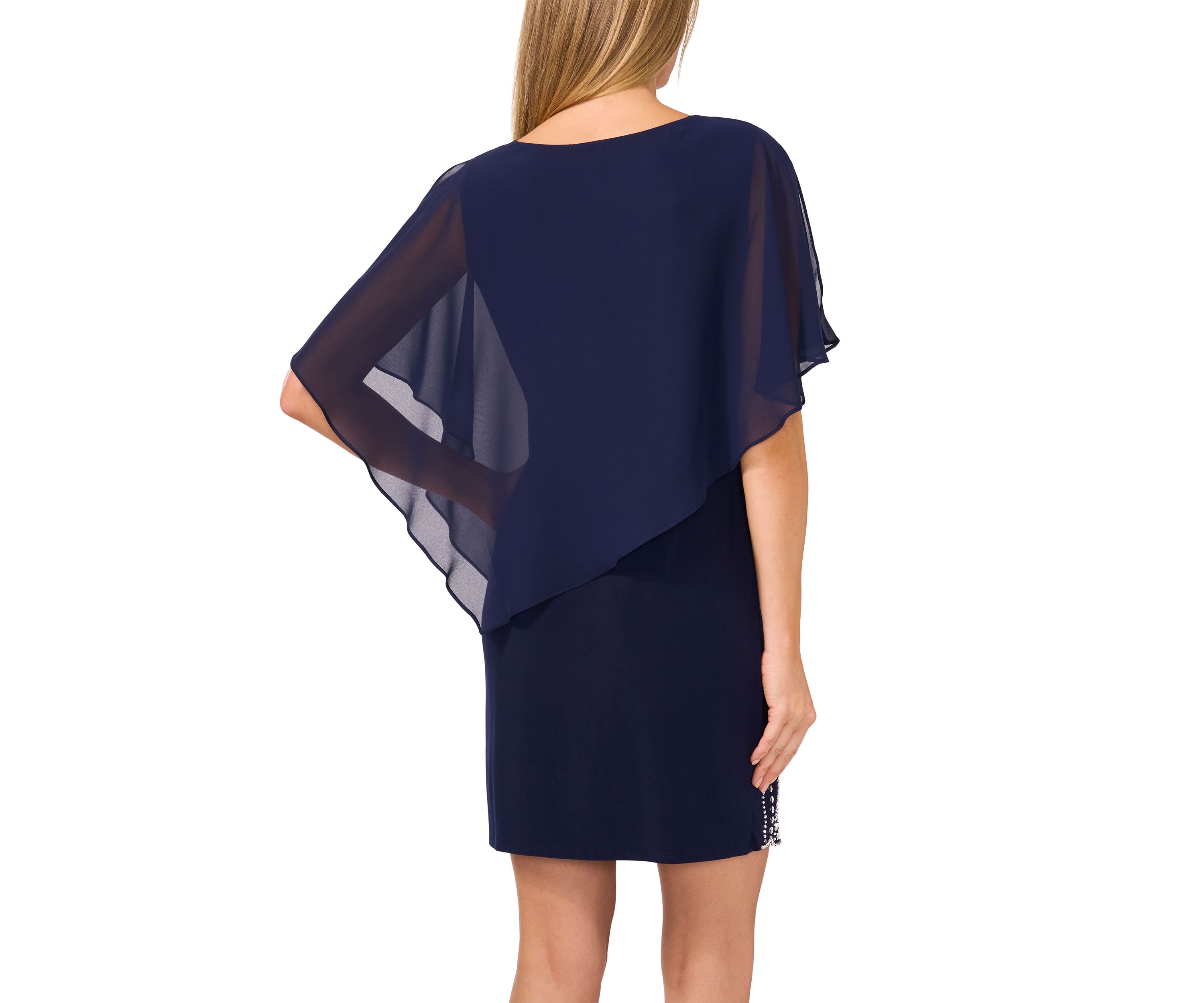 Womens Chiffon Capelet Dress