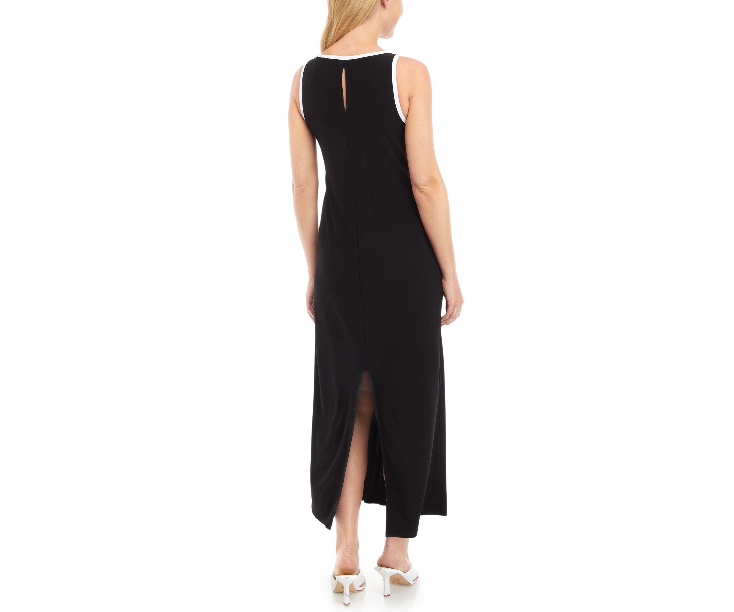 Womens Sleeveless Crew Neck Solid Maxi Dress