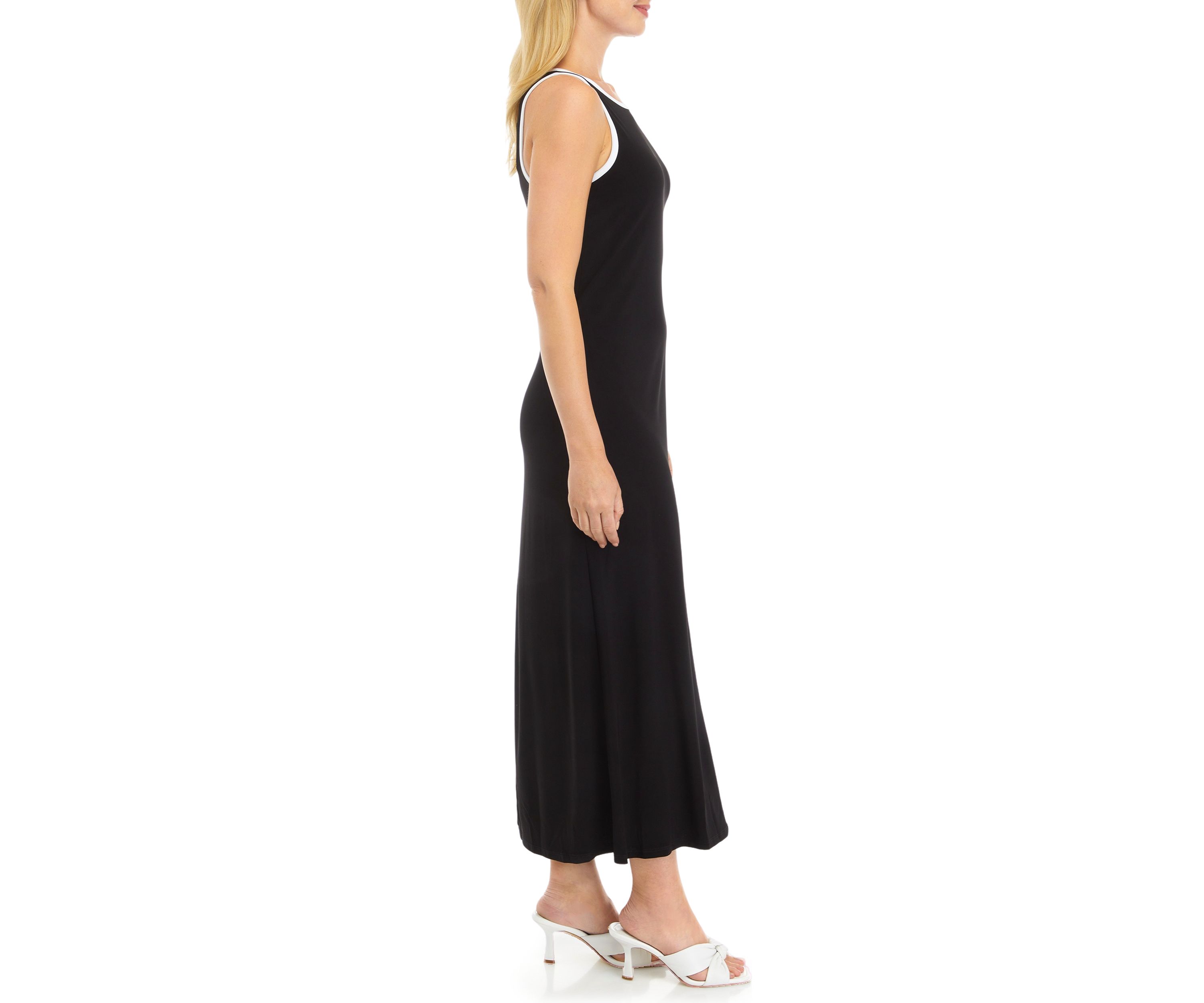 Womens Sleeveless Crew Neck Solid Maxi Dress