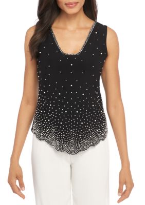 Sleeveless Allover Jewel Top