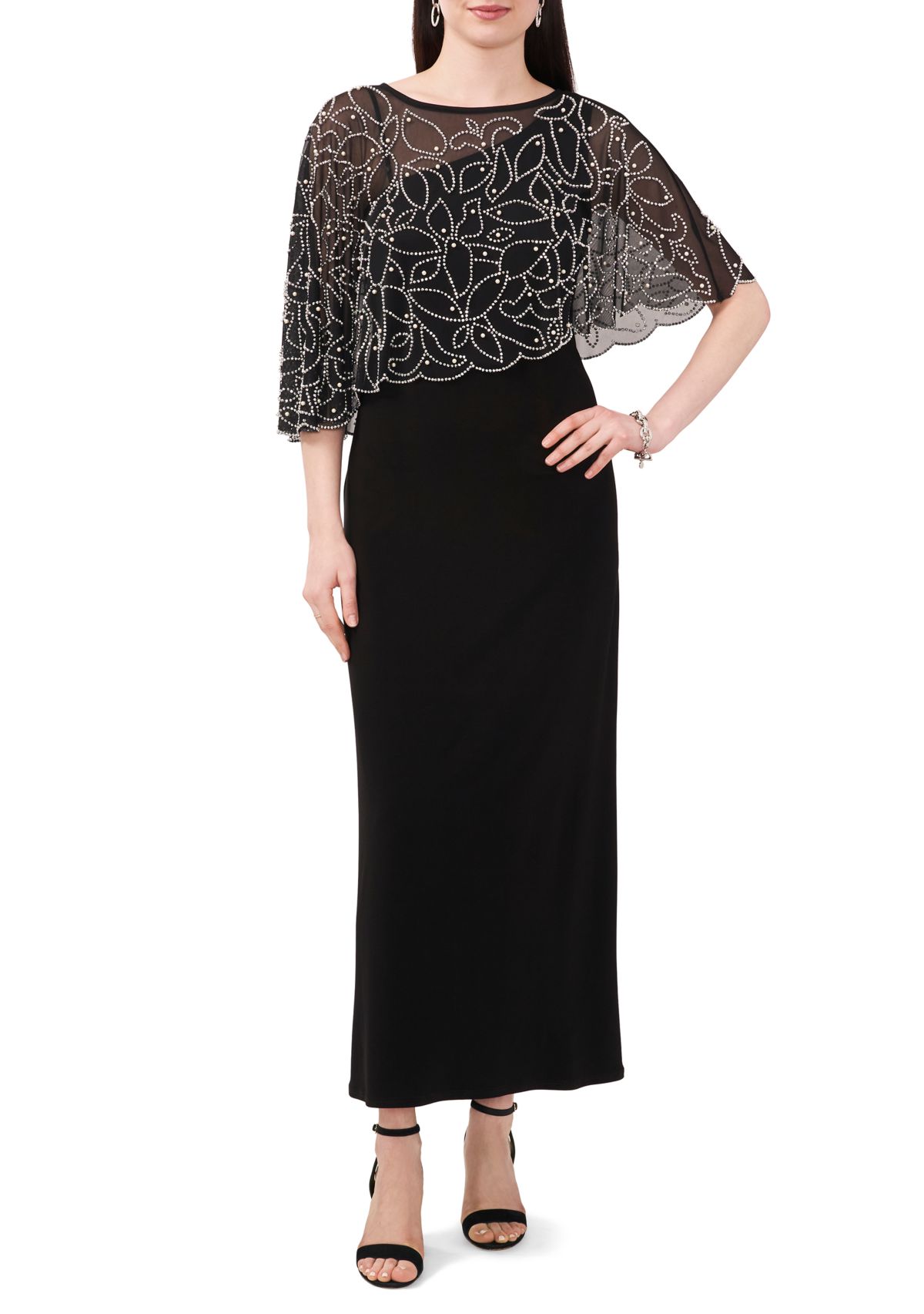 Womens Long Capelet Gown