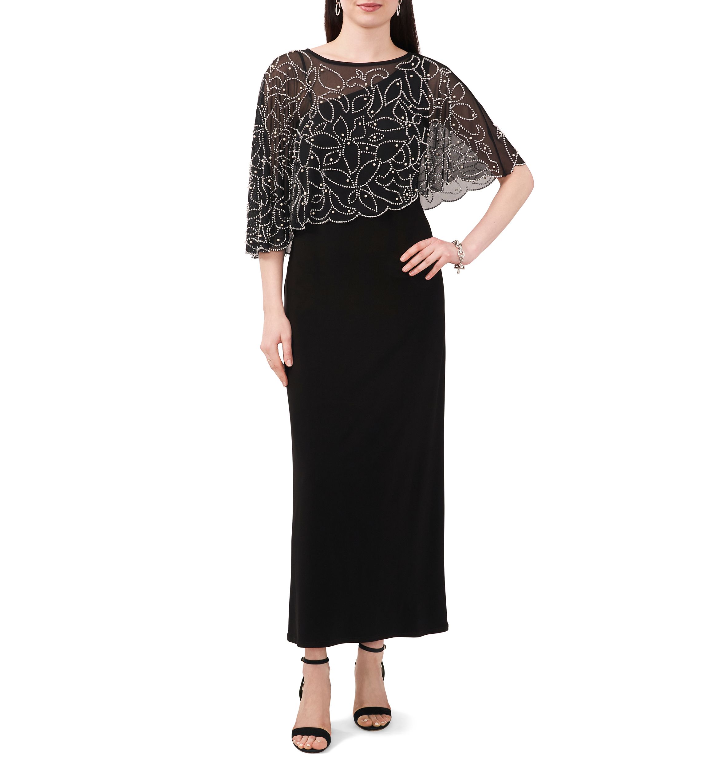 Womens Long Capelet Gown
